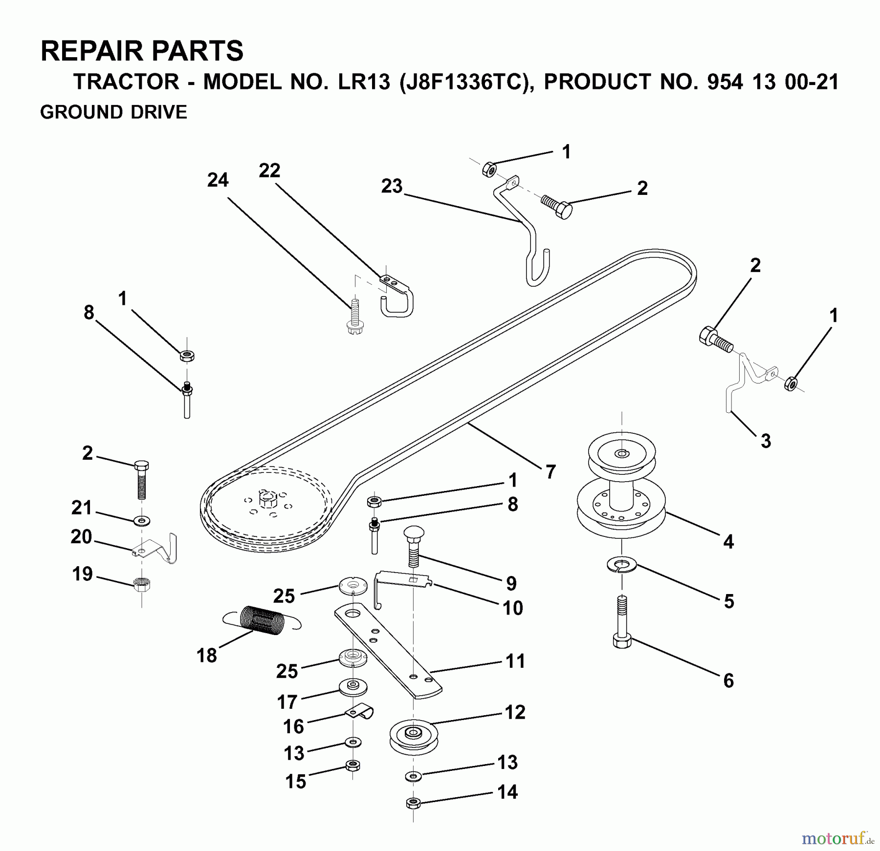  Jonsered Rasen  und Garten Traktoren LR13 (J8F1336TC, 954130021) - Jonsered Lawn & Garden Tractor (2000-02) DRIVE