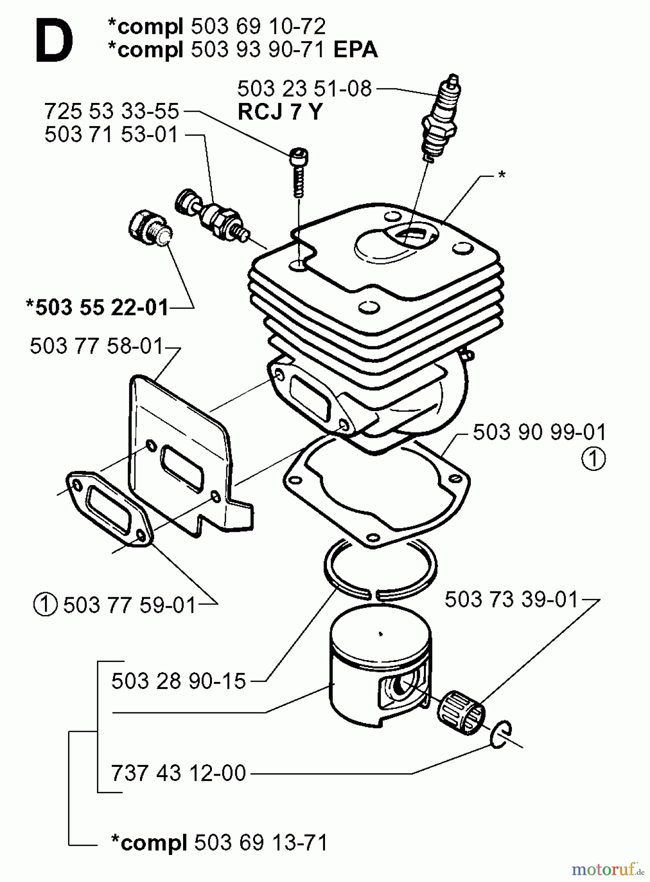 Jonsered Motorsägen 2065 EPA - Jonsered Chainsaw (1999-03) CYLINDER PISTON