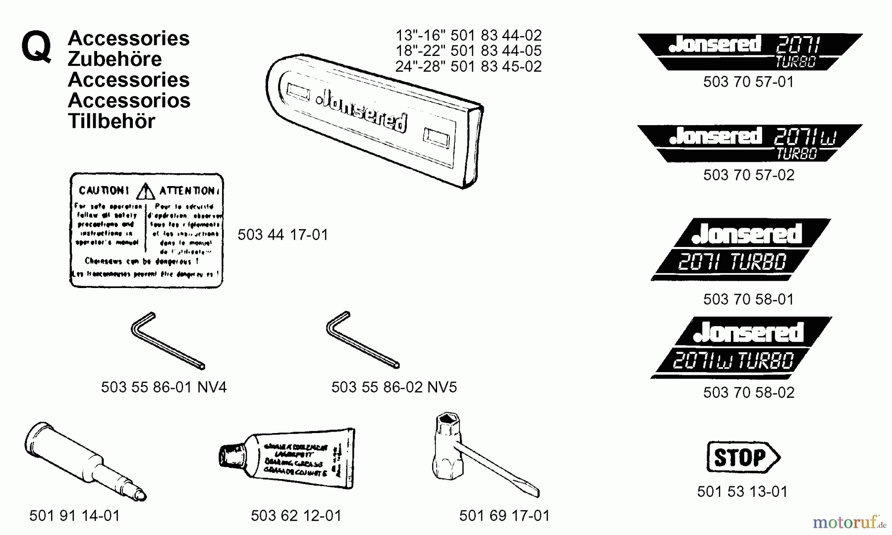 Jonsered Motorsägen 2071 W - Jonsered Chainsaw (1997-02) ACCESSORIES
