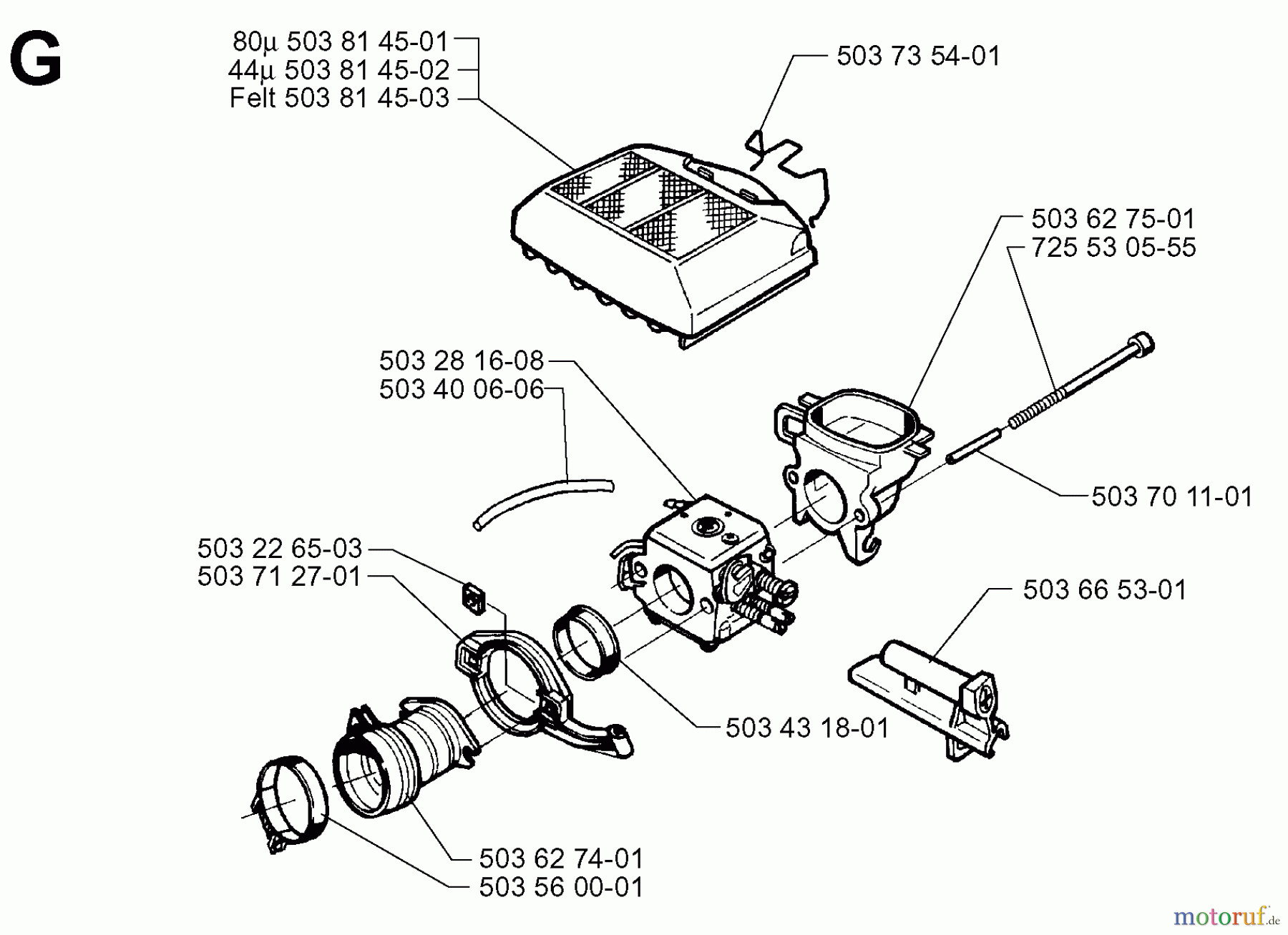 Jonsered Motorsägen 2071 W - Jonsered Chainsaw (1997-02) CARBURETOR AIR FILTER