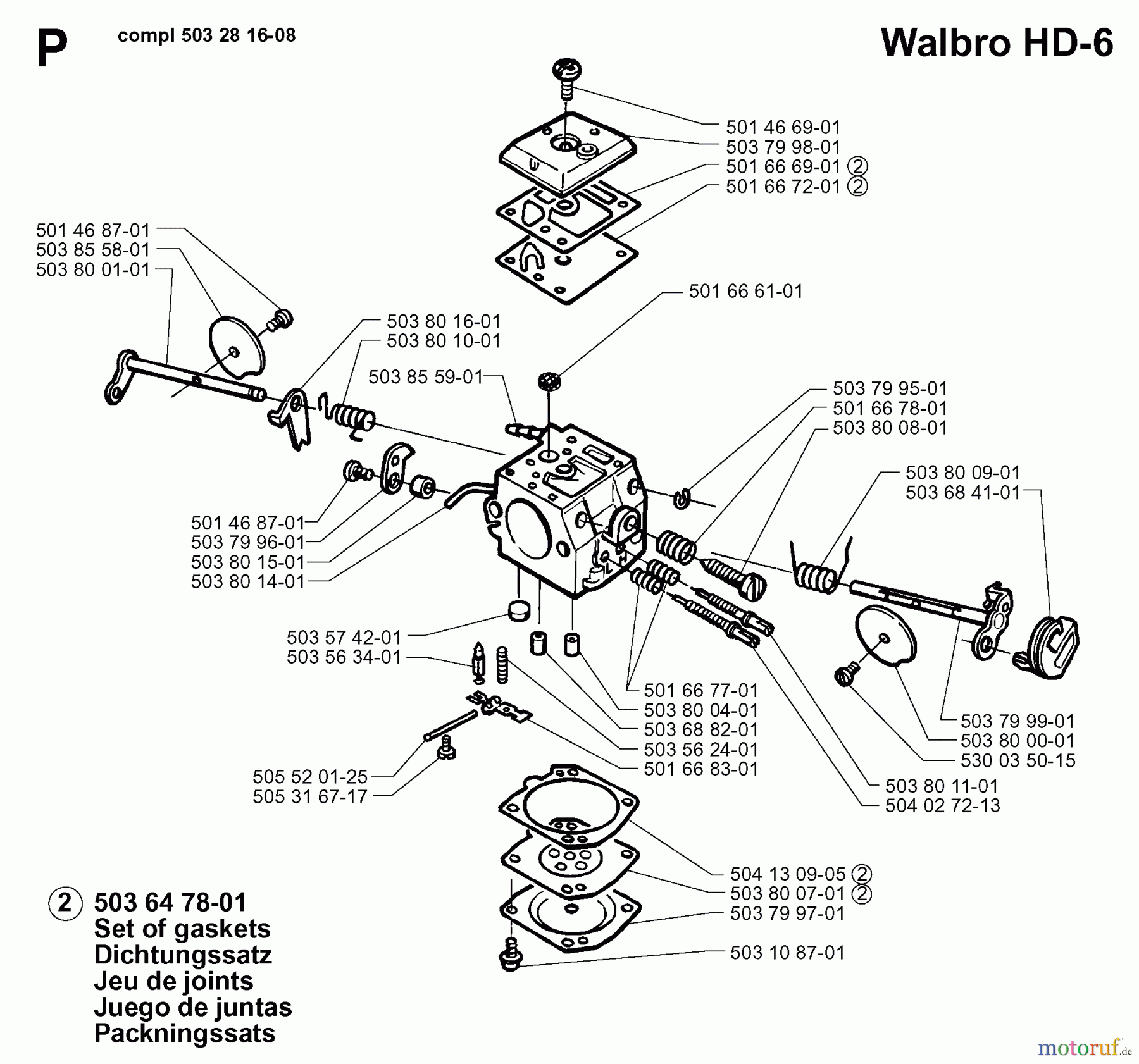  Jonsered Motorsägen 2071 - Jonsered Chainsaw (1997-02) CARBURETOR DETAILS