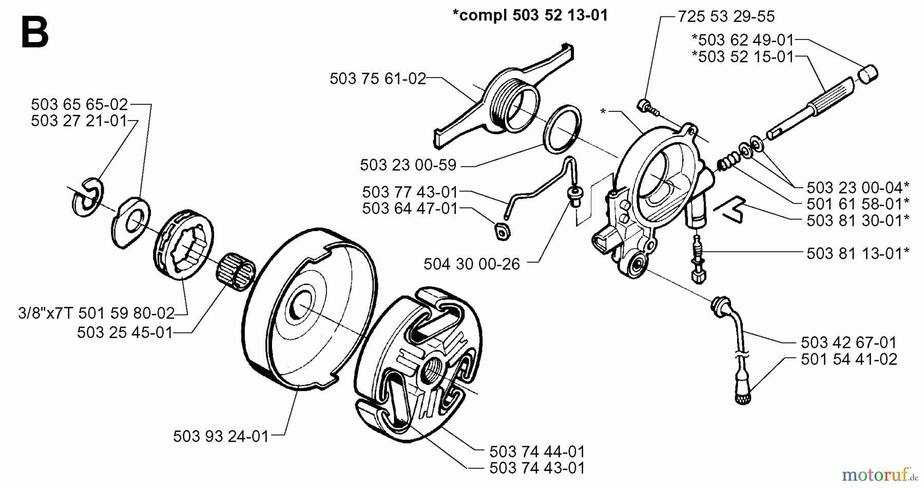 Jonsered Motorsägen 2071 W - Jonsered Chainsaw (1997-02) CLUTCH OIL PUMP