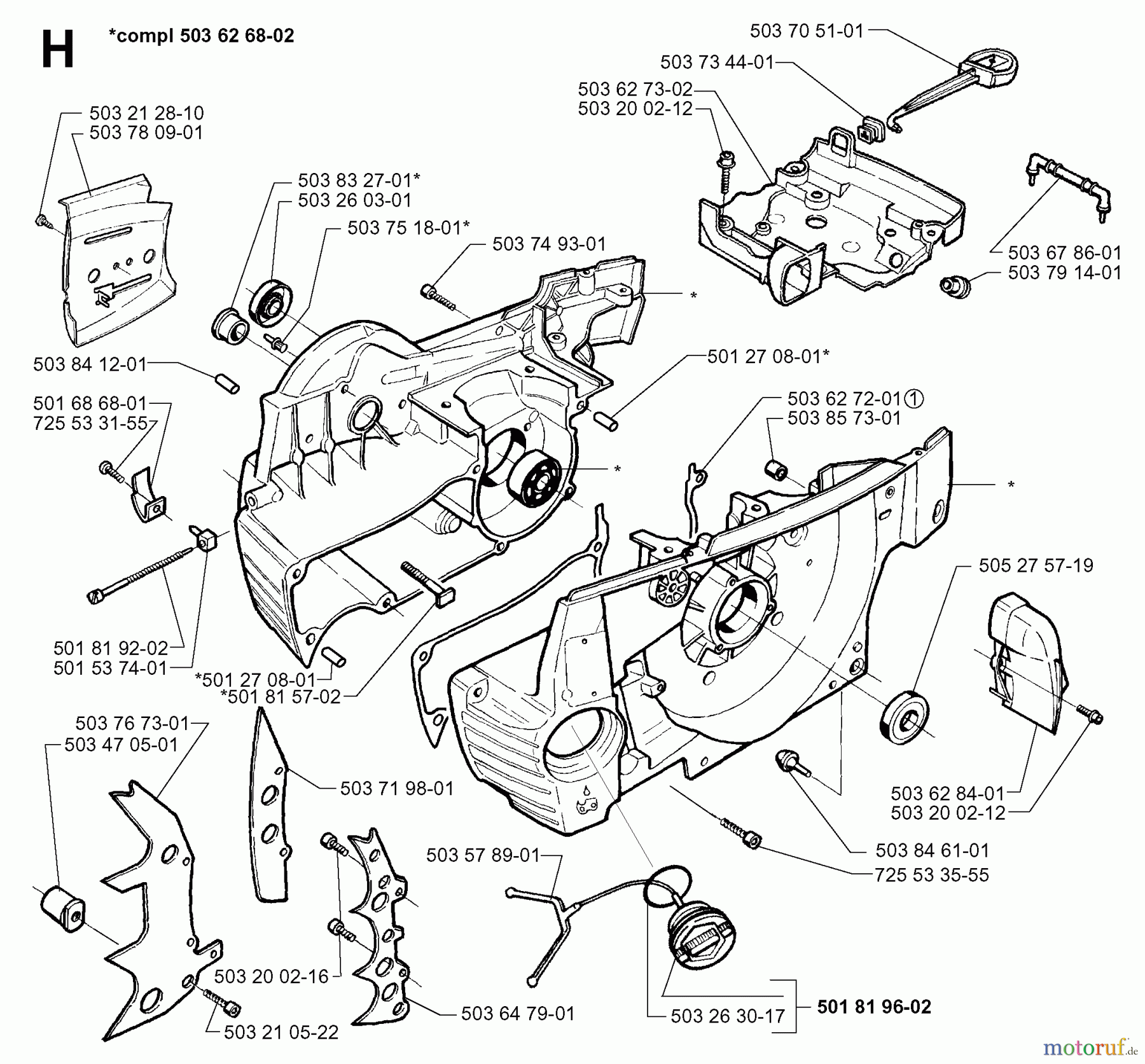 Jonsered Motorsägen 2071 W - Jonsered Chainsaw (1997-02) CRANKCASE