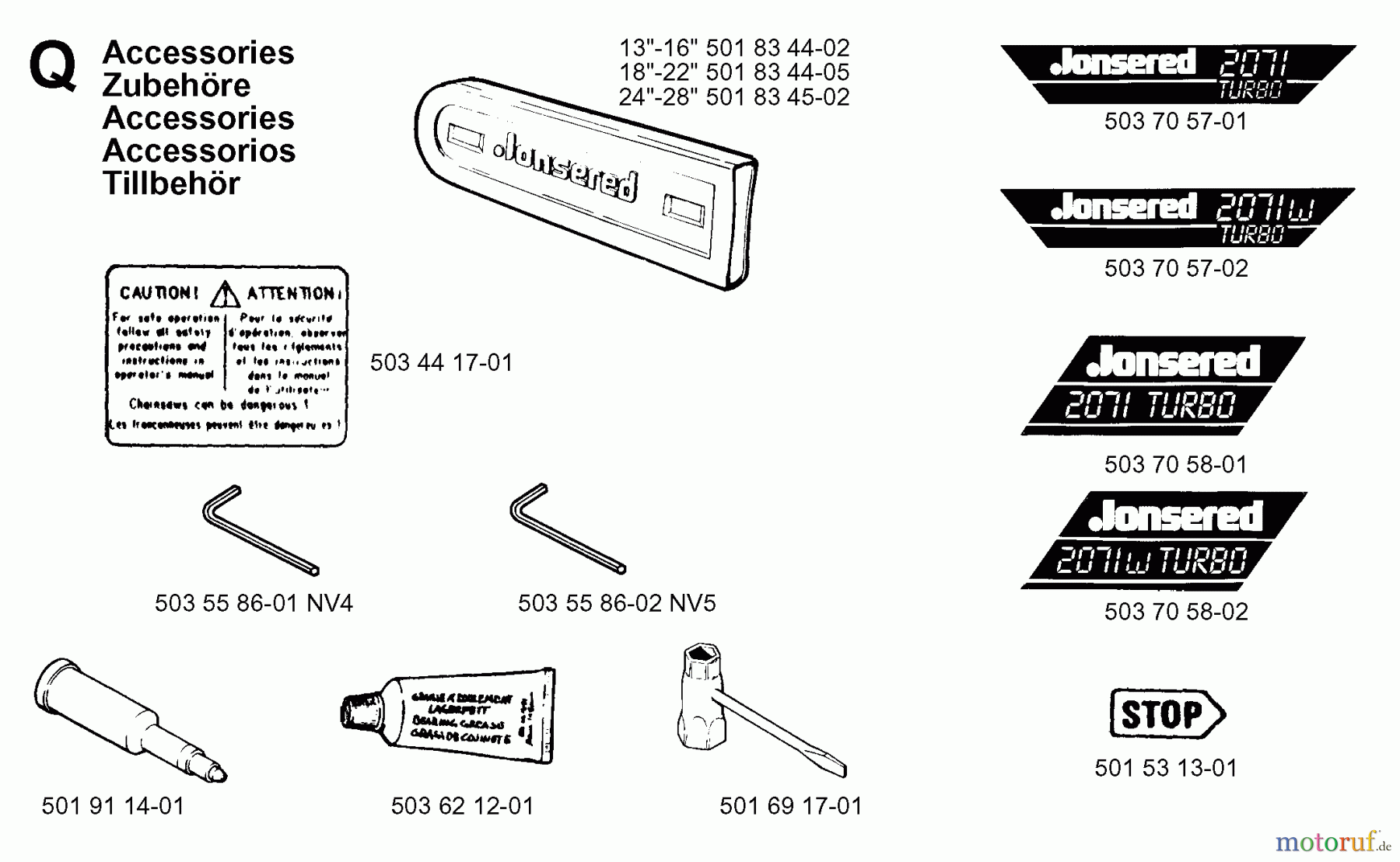 Jonsered Motorsägen 2071 W - Jonsered Chainsaw (1997-11) ACCESSORIES