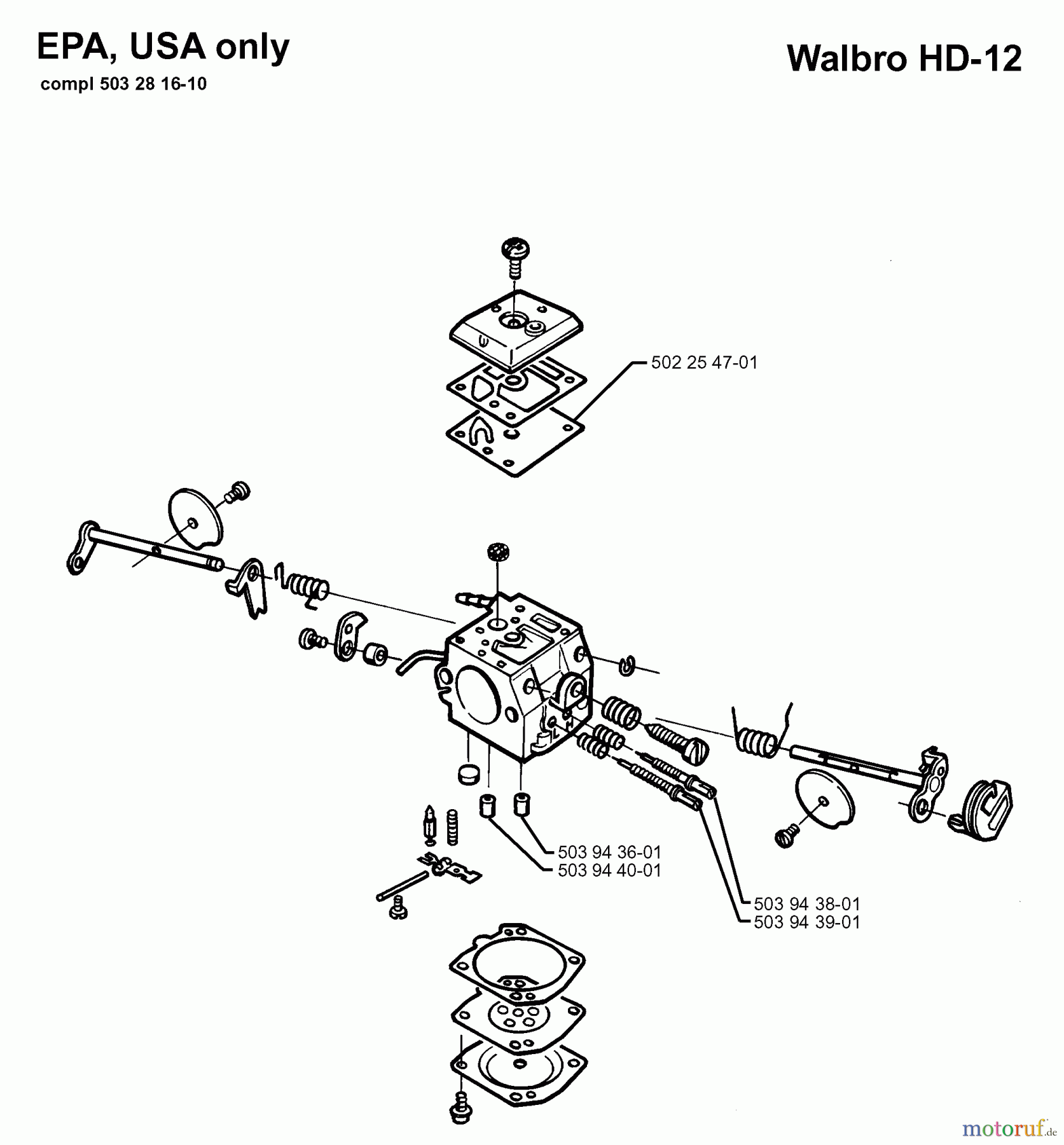 Jonsered Motorsägen 2071 W - Jonsered Chainsaw (1998-04) CARBURETOR DETAILS #2