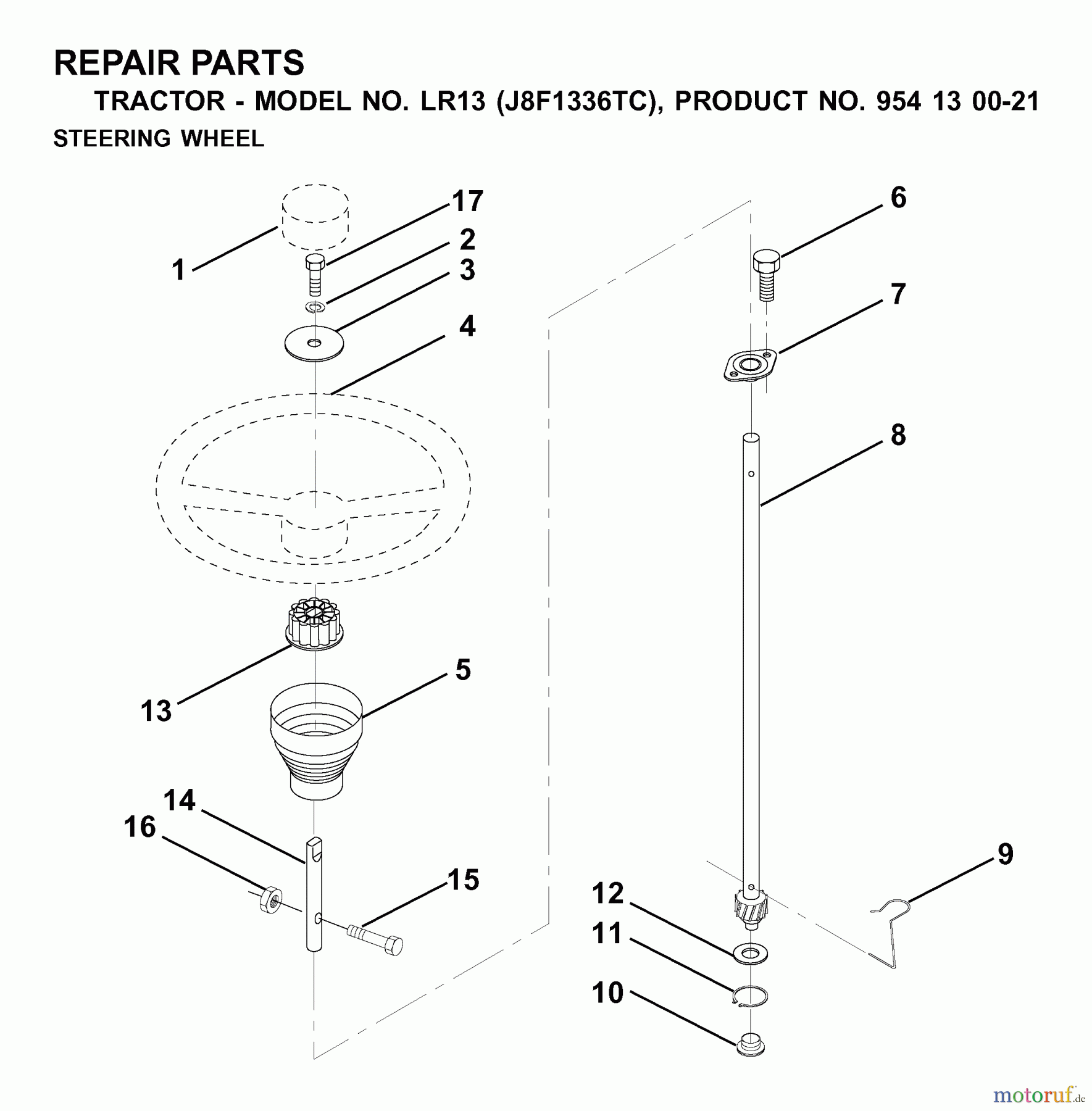 Jonsered Rasen und Garten Traktoren LR13 (J8F1336TC, 954130021) - Jonsered Lawn & Garden Tractor (2000-02) STEERING