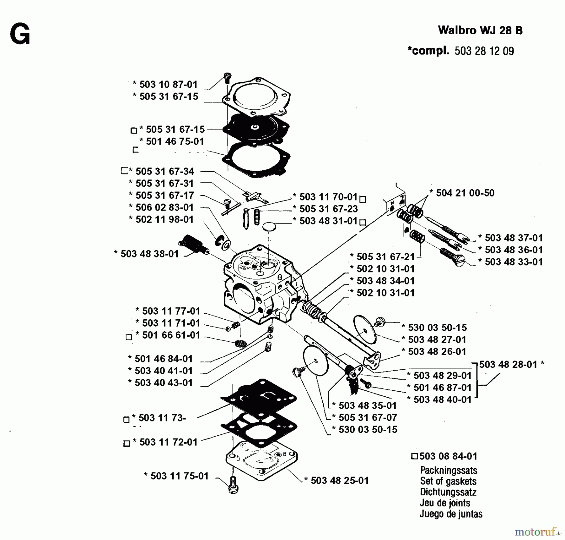 Jonsered Motorsägen 2083 - Jonsered Chainsaw (1996-08) CARBURETOR DETAILS