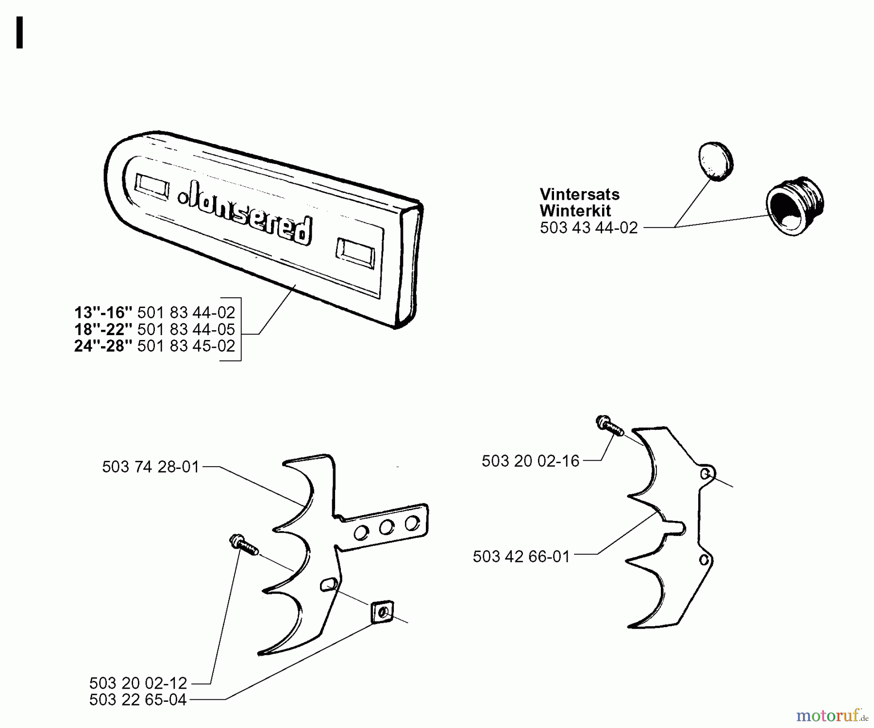 Jonsered Motorsägen 2083 II EPA - Jonsered Chainsaw (1998-09) ACCESSORIES