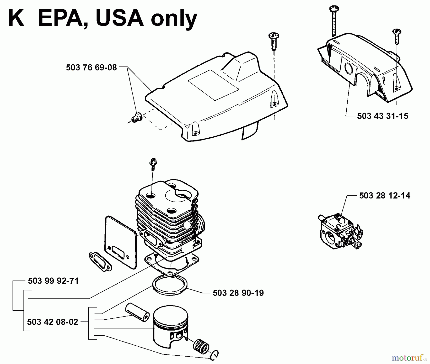 Jonsered Motorsägen 2083 II EPA - Jonsered Chainsaw (1998-09) CYLINDER PISTON #1