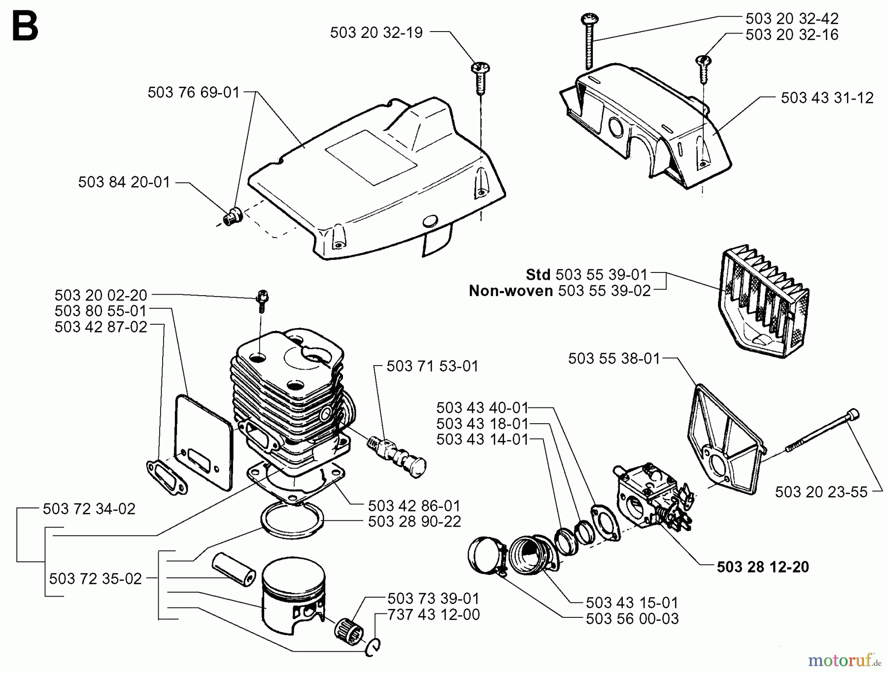  Jonsered Motorsägen 2083 II EPA - Jonsered Chainsaw (1998-09) CYLINDER PISTON #2