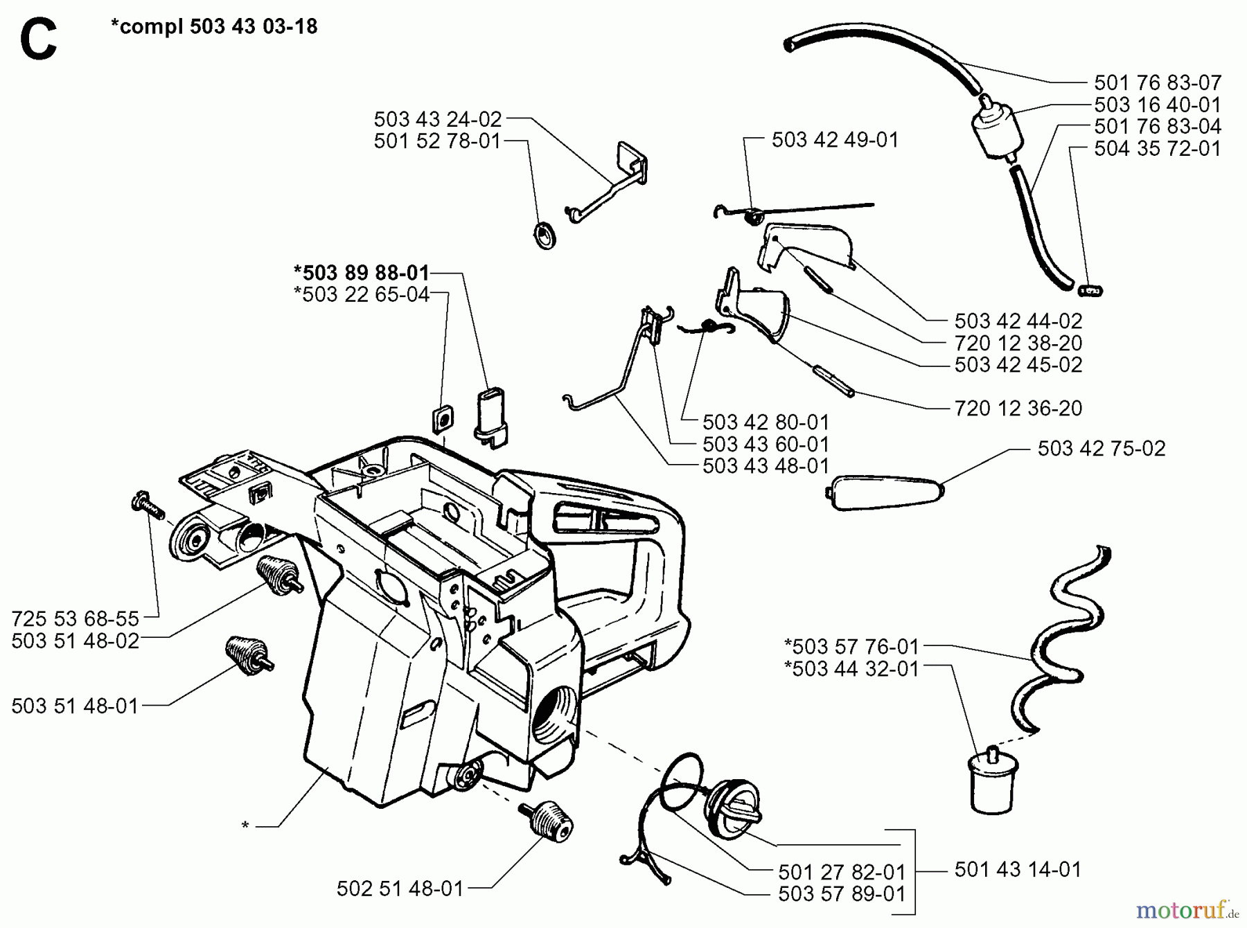 Jonsered Motorsägen 2083 II EPA - Jonsered Chainsaw (1998-09) HANDLE