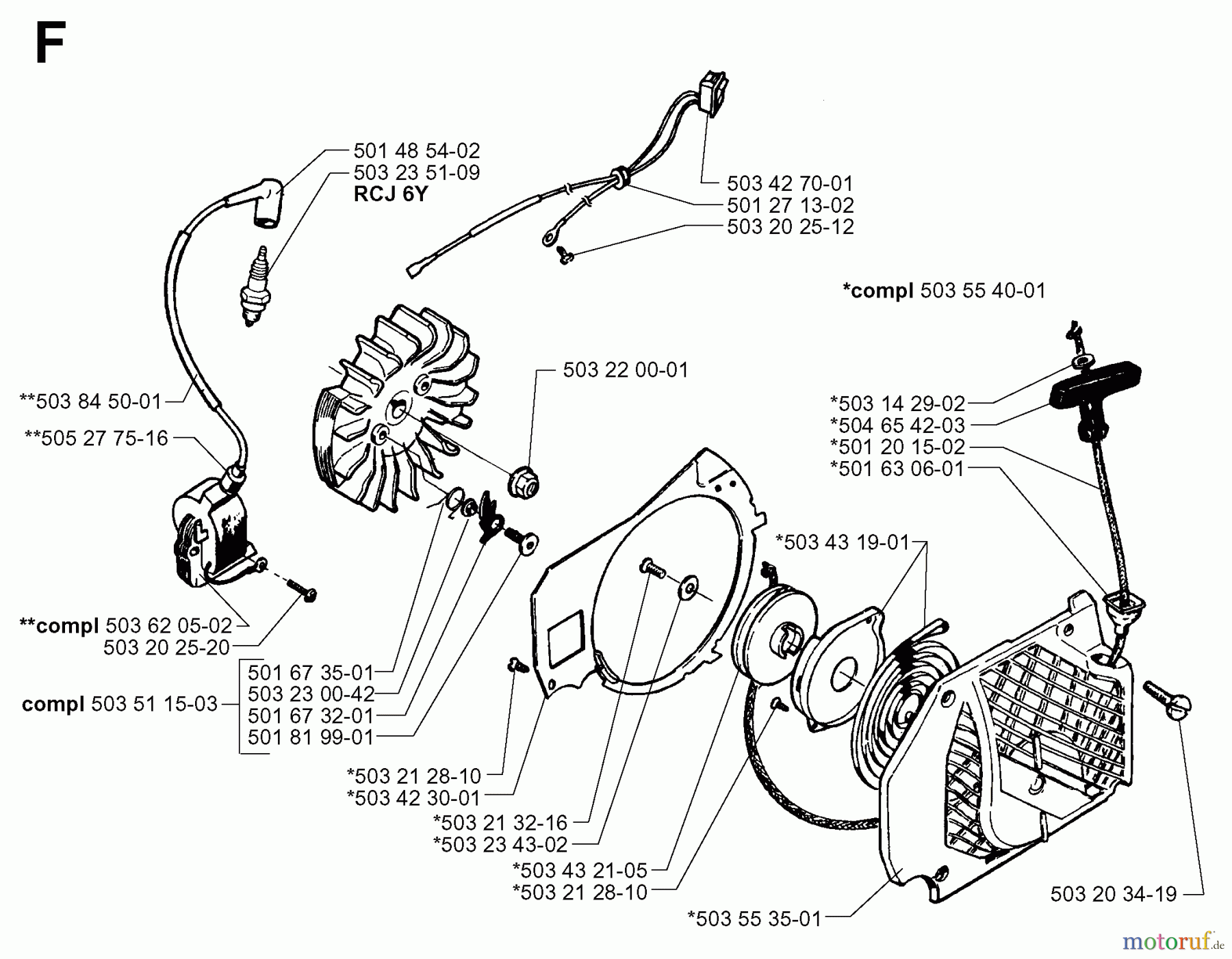 Jonsered Motorsägen 2083 II EPA - Jonsered Chainsaw (1998-09) STARTER