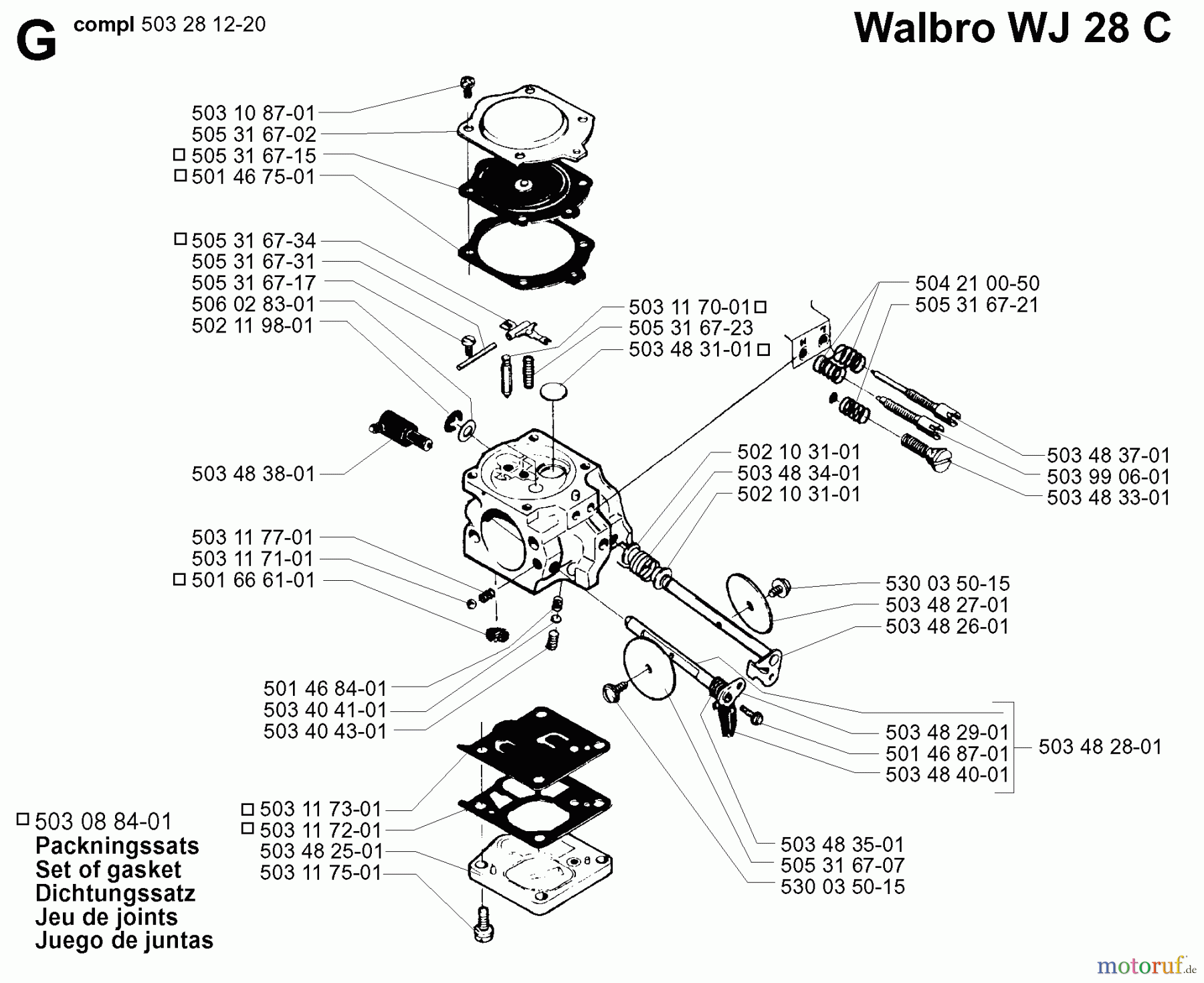 Jonsered Motorsägen 2083 II EPA - Jonsered Chainsaw (2001-10) CARBURETOR DETAILS #1