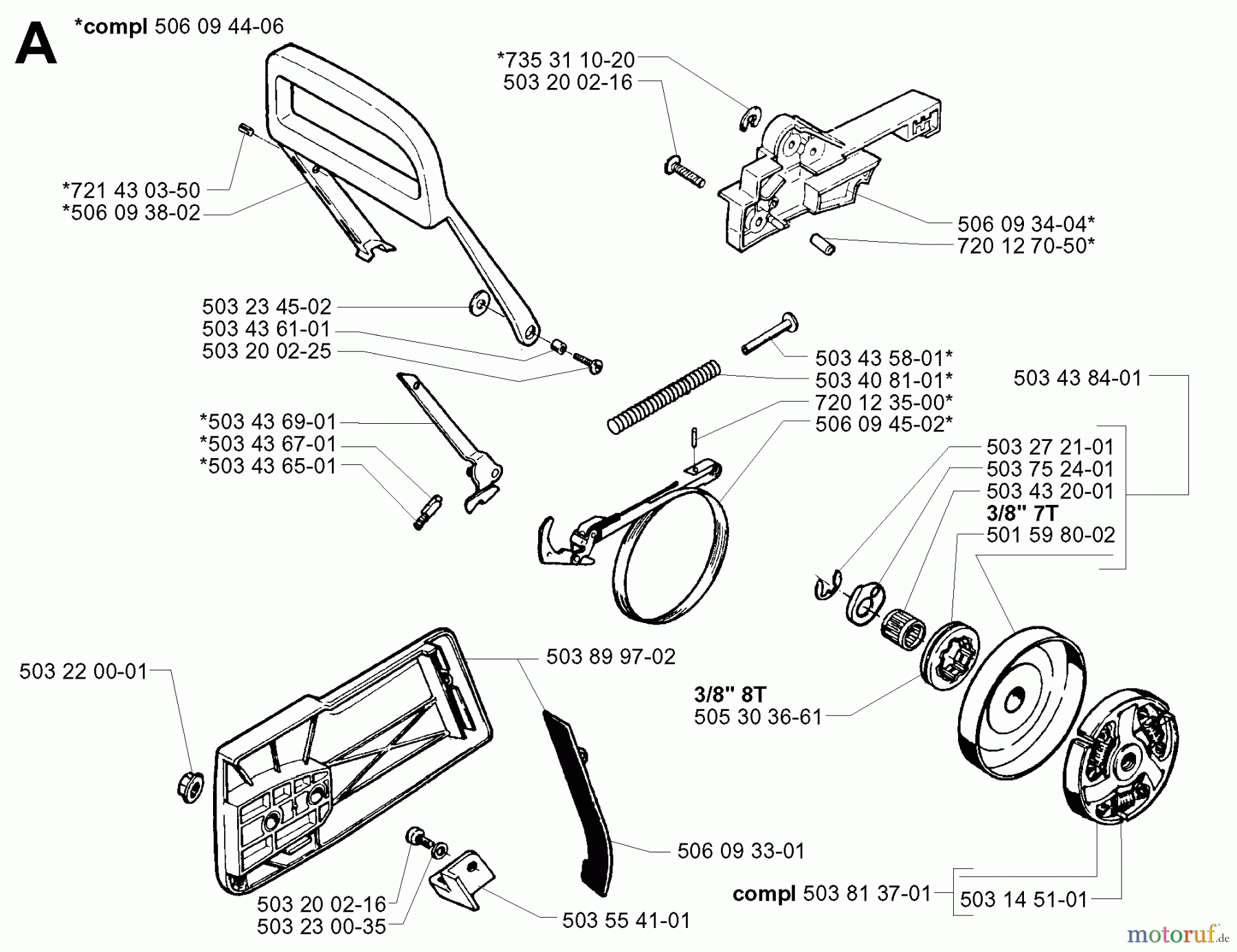 Jonsered Motorsägen 2083 II EPA - Jonsered Chainsaw (2001-10) CHAIN BRAKE CLUTCH COVER