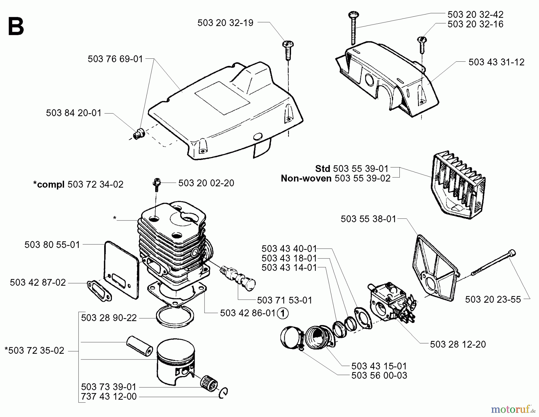  Jonsered Motorsägen 2083 II EPA - Jonsered Chainsaw (2001-10) CYLINDER PISTON #2