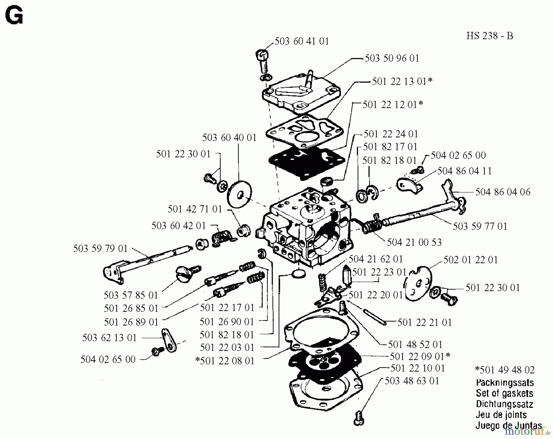  Jonsered Motorsägen 2094 - Jonsered Chainsaw (1991-06) CARBURETOR DETAILS