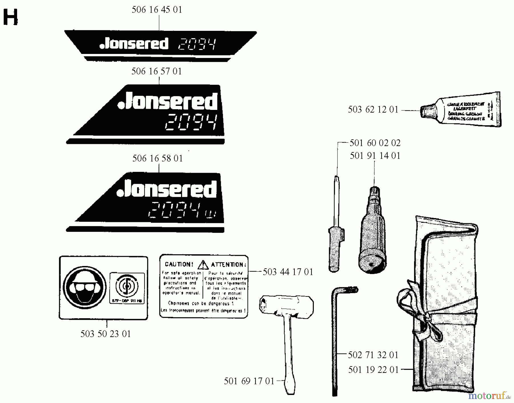 Jonsered Motorsägen 2094 - Jonsered Chainsaw (1991-06) DECALS