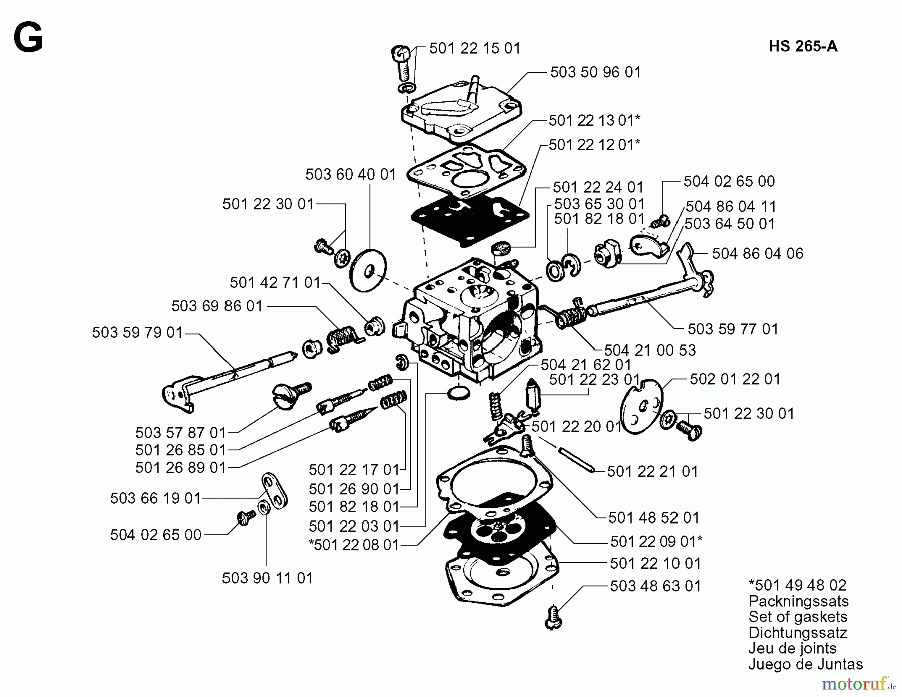 Jonsered Motorsägen 2095 - Jonsered Chainsaw (1998-03) CARBURETOR DETAILS
