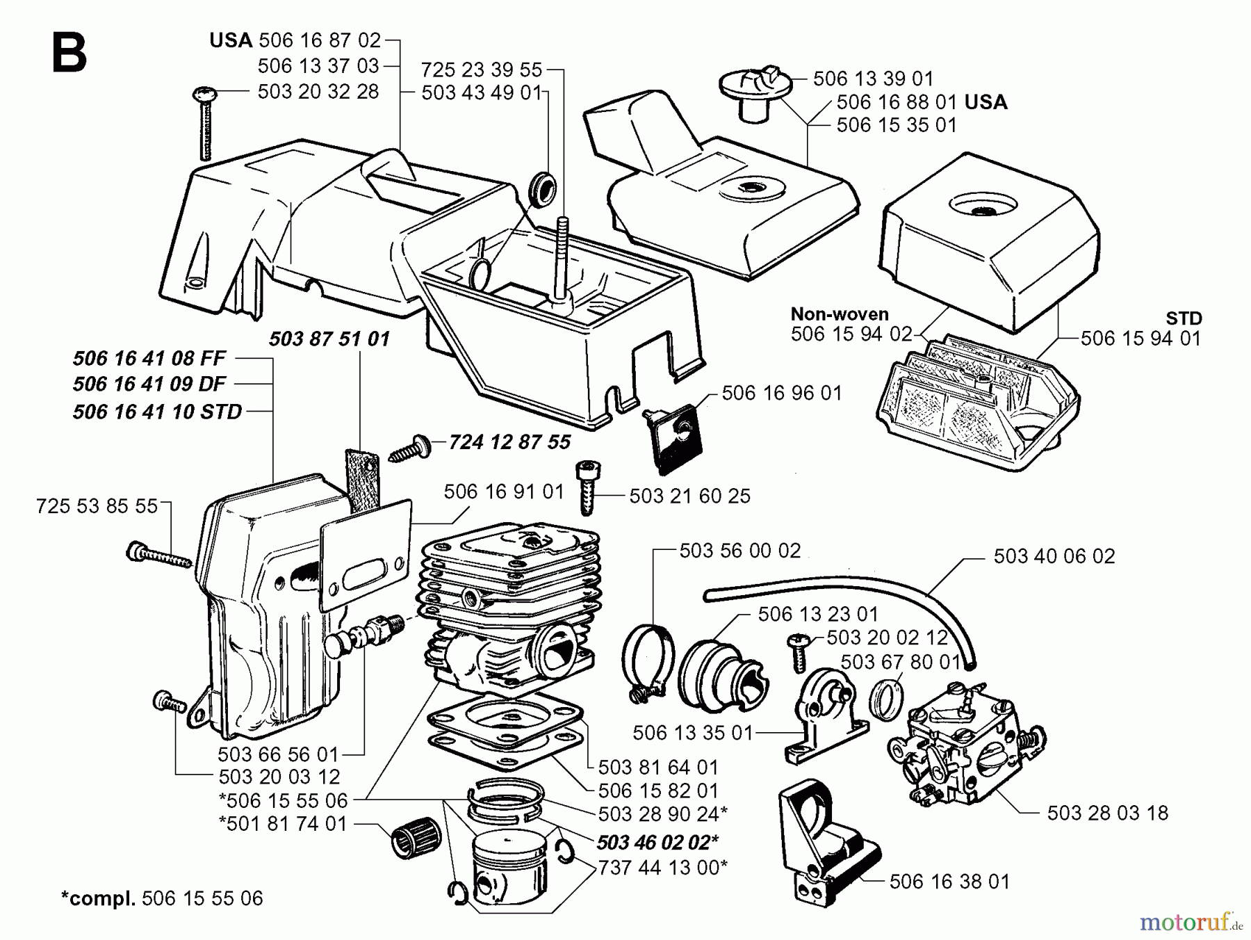 Jonsered Motorsägen 2095 - Jonsered Chainsaw (1998-03) CYLINDER PISTON MUFFLER