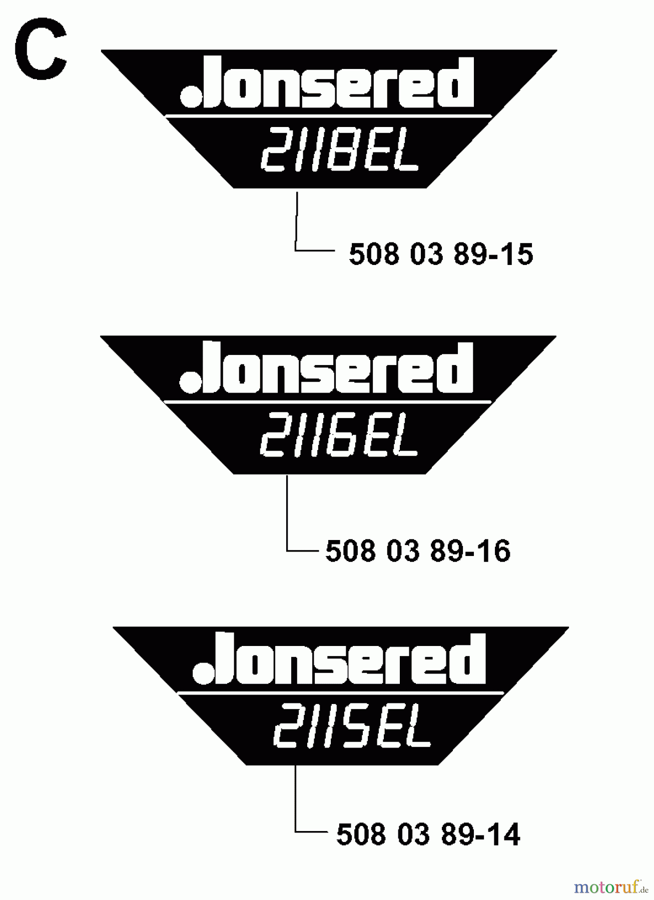 Jonsered Motorsägen 2118EL - Jonsered Chainsaw (2000-02) DECALS