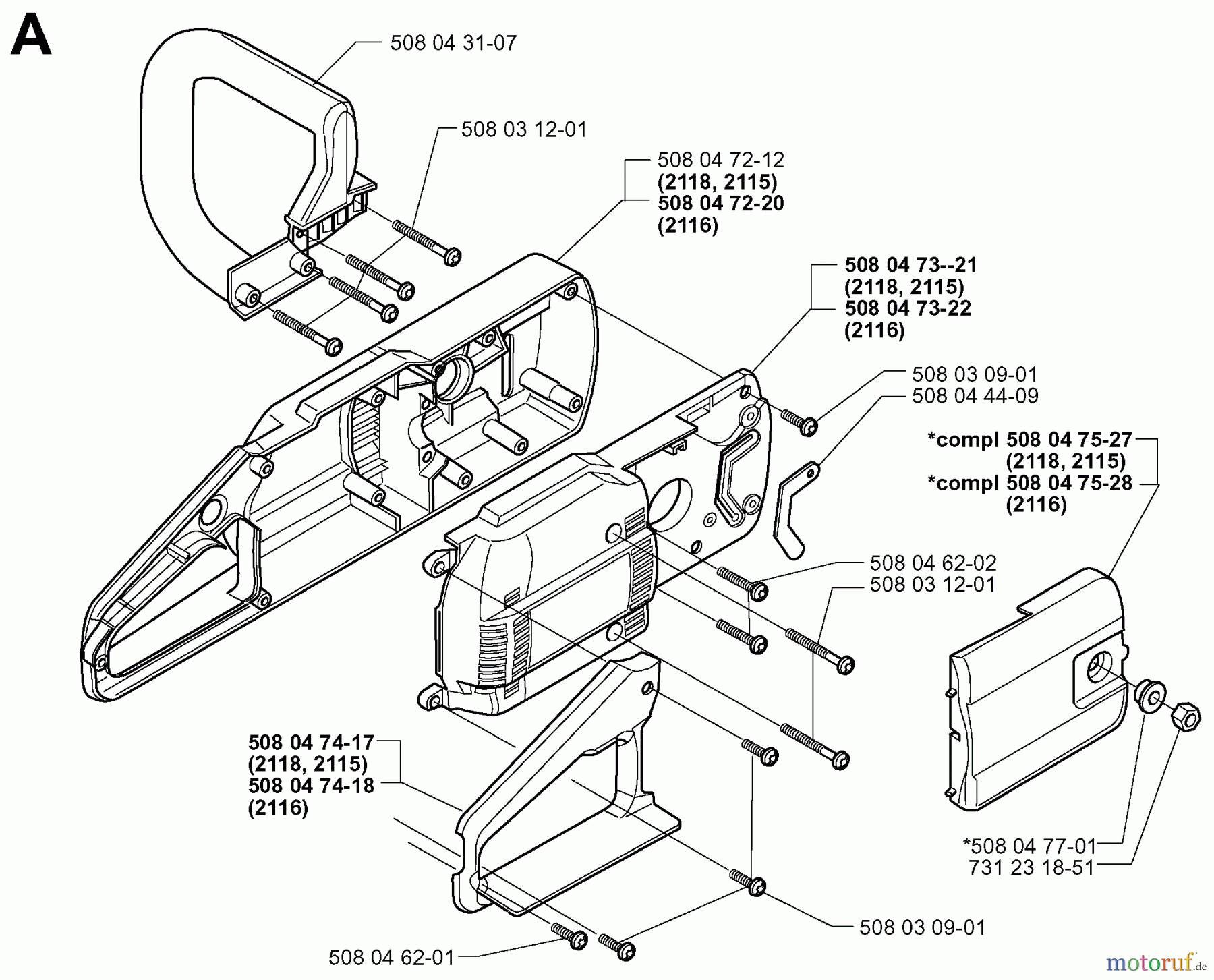 Jonsered Motorsägen 2118EL - Jonsered Chainsaw (2000-02) HOUSING