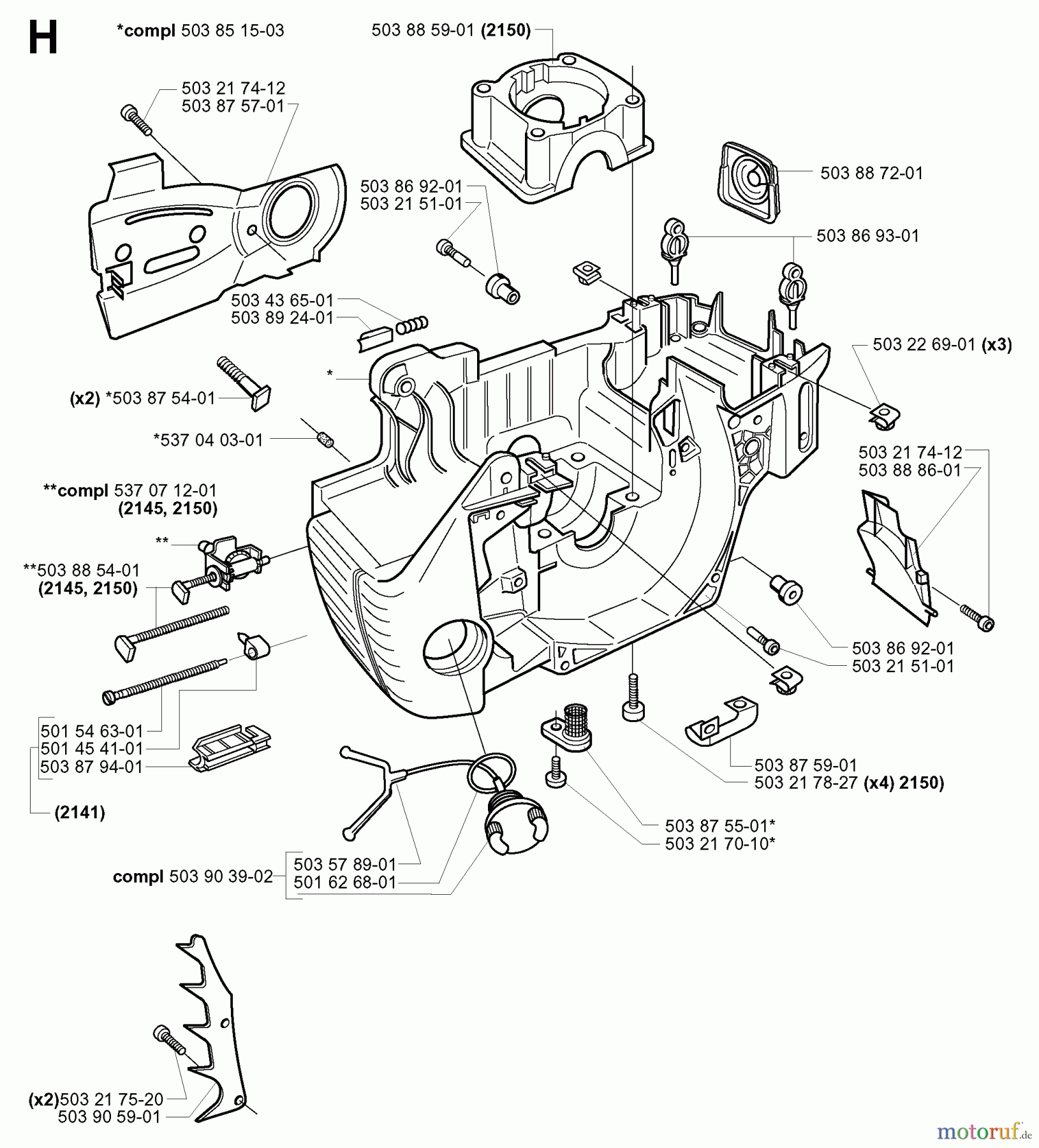  Jonsered Motorsägen 2145 - Jonsered Chainsaw (2000-08) CRANKCASE