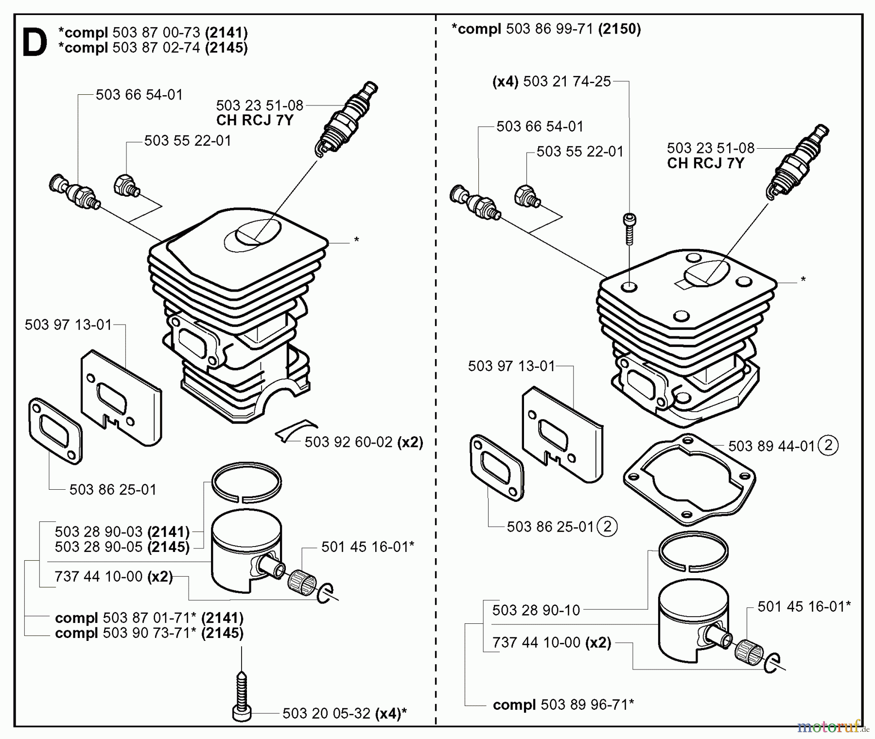 Jonsered Motorsägen 2141 - Jonsered Chainsaw (2000-08) CYLINDER PISTON