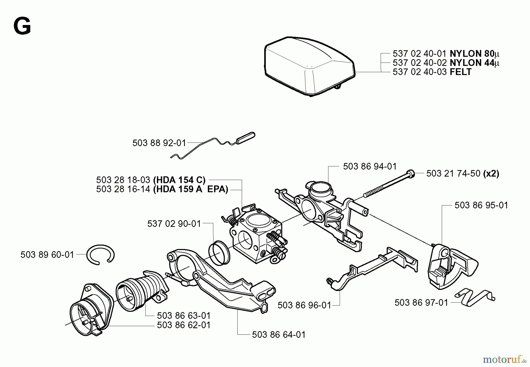 Jonsered Motorsägen 2145 - Jonsered Chainsaw (2001-09) CARBURETOR AIR FILTER