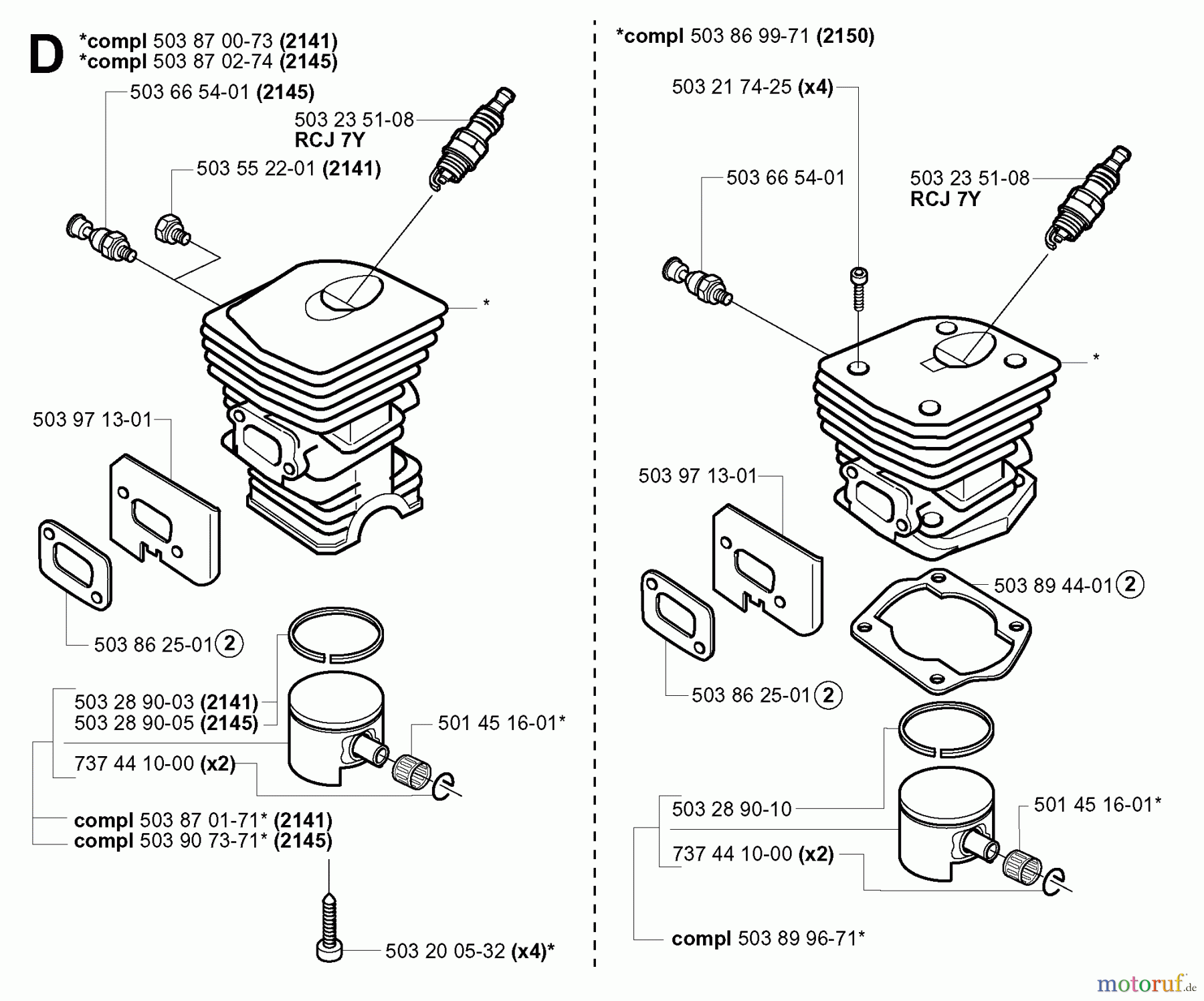 Jonsered Motorsägen 2150 - Jonsered Chainsaw (2001-09) CYLINDER PISTON