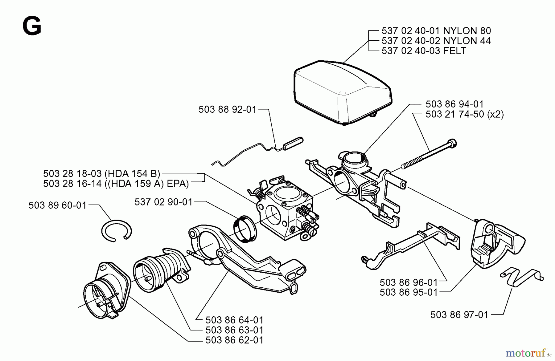  Jonsered Motorsägen 2149 - Jonsered Chainsaw (1999-05) CARBURETOR AIR FILTER