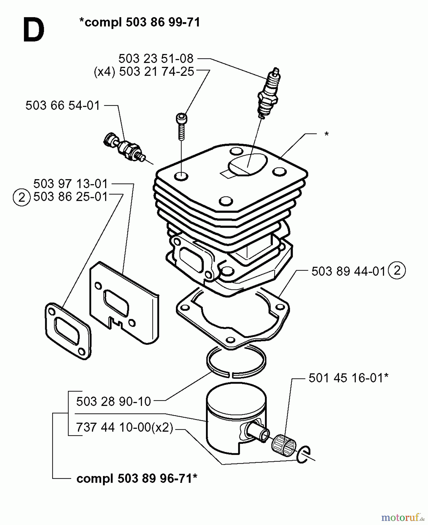  Jonsered Motorsägen 2149 - Jonsered Chainsaw (1999-05) CYLINDER PISTON