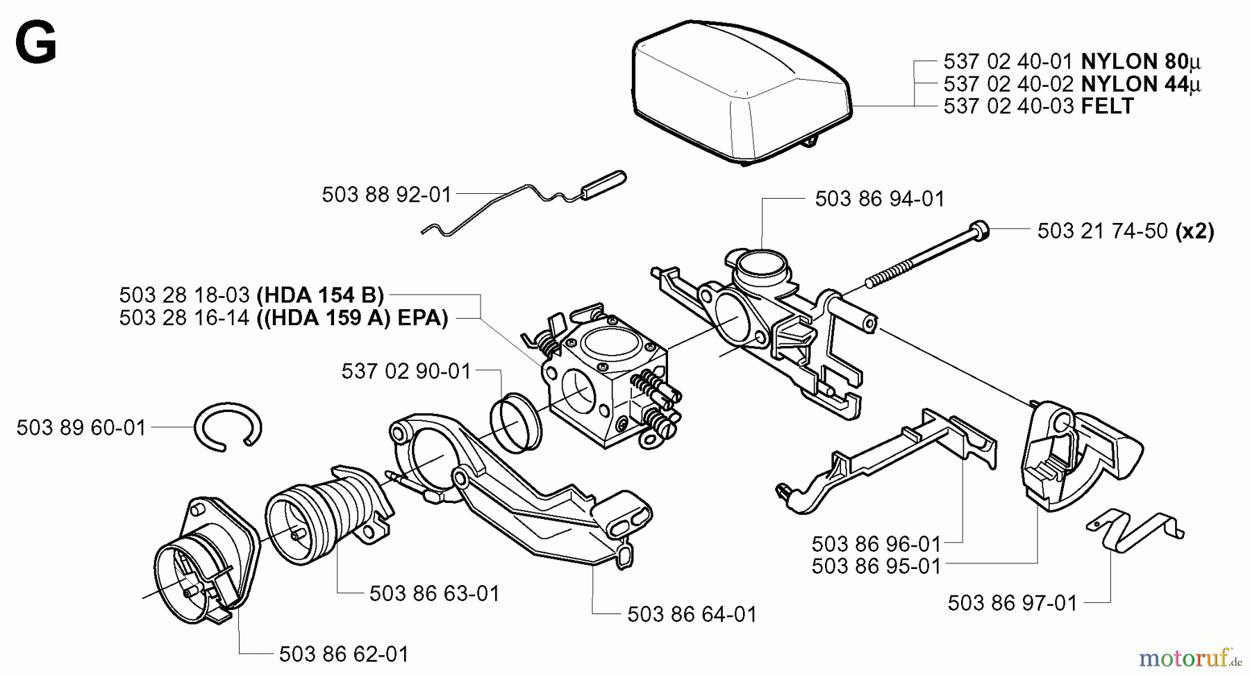 Jonsered Motorsägen 2149 - Jonsered Chainsaw (2001-09) CARBURETOR AIR FILTER