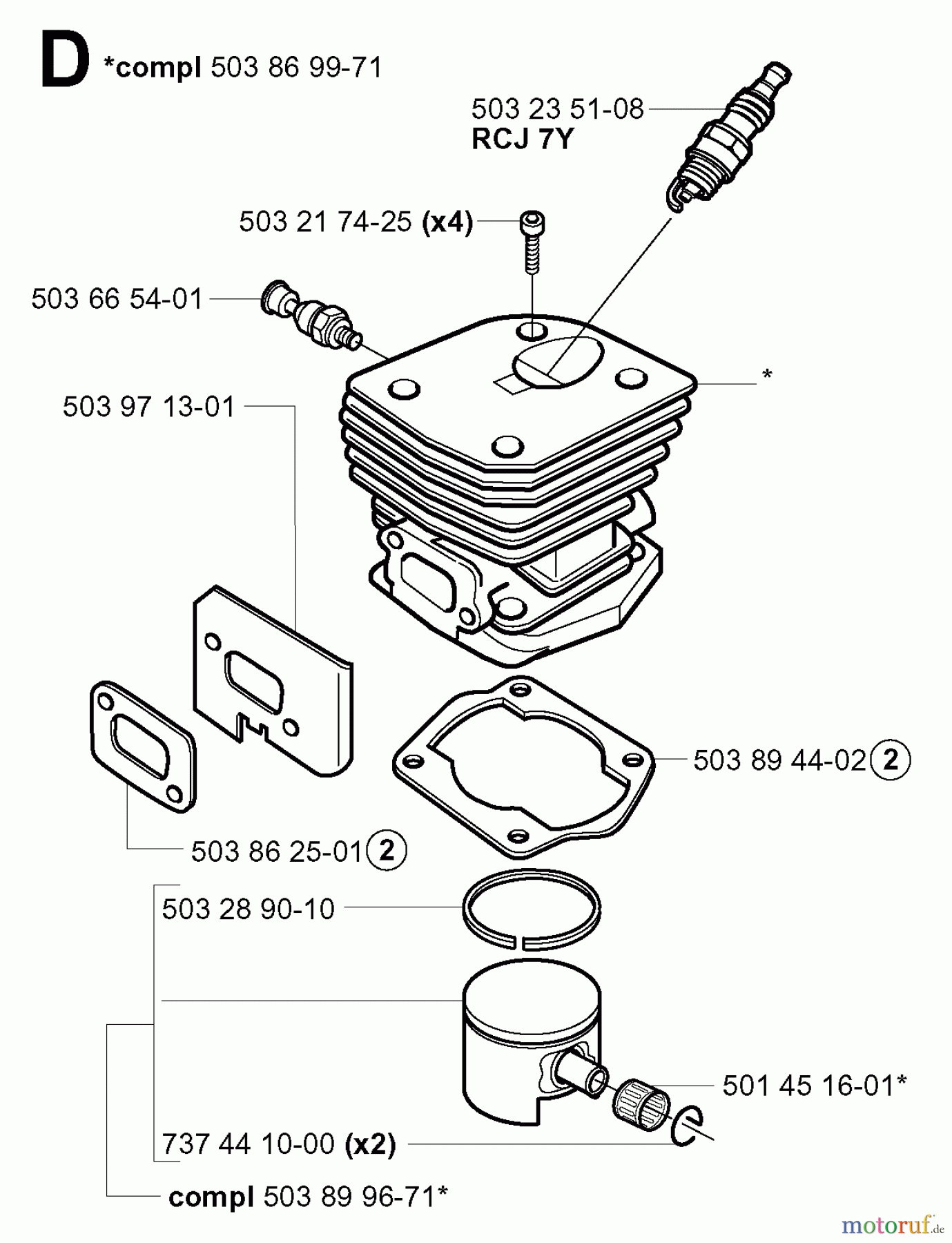 Jonsered Motorsägen 2149 - Jonsered Chainsaw (2001-09) CYLINDER PISTON