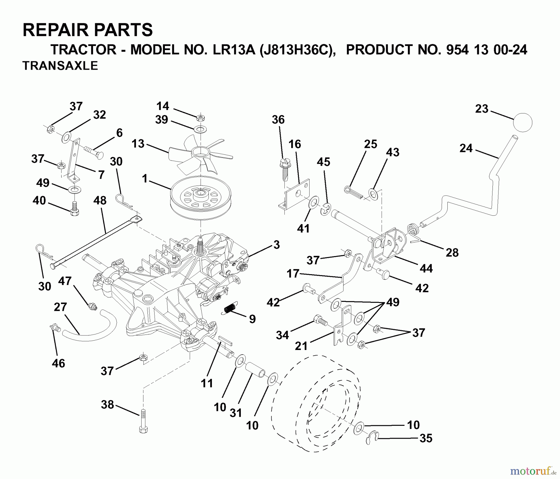 Jonsered Rasen und Garten Traktoren LR13A (J813H36C, 954130024) - Jonsered Lawn & Garden Tractor (2000-03) TRANSMISSION