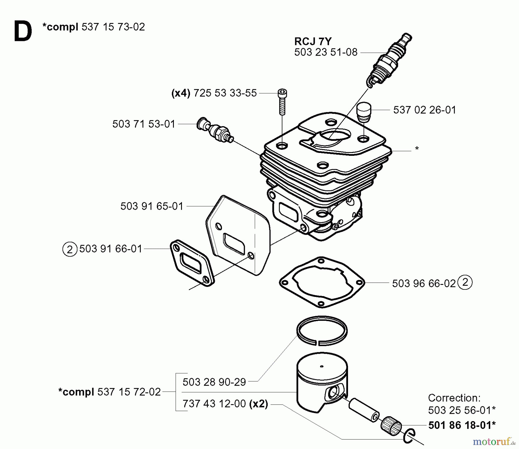  Jonsered Motorsägen 2159 EPA - Jonsered Chainsaw (2001-07) CYLINDER PISTON