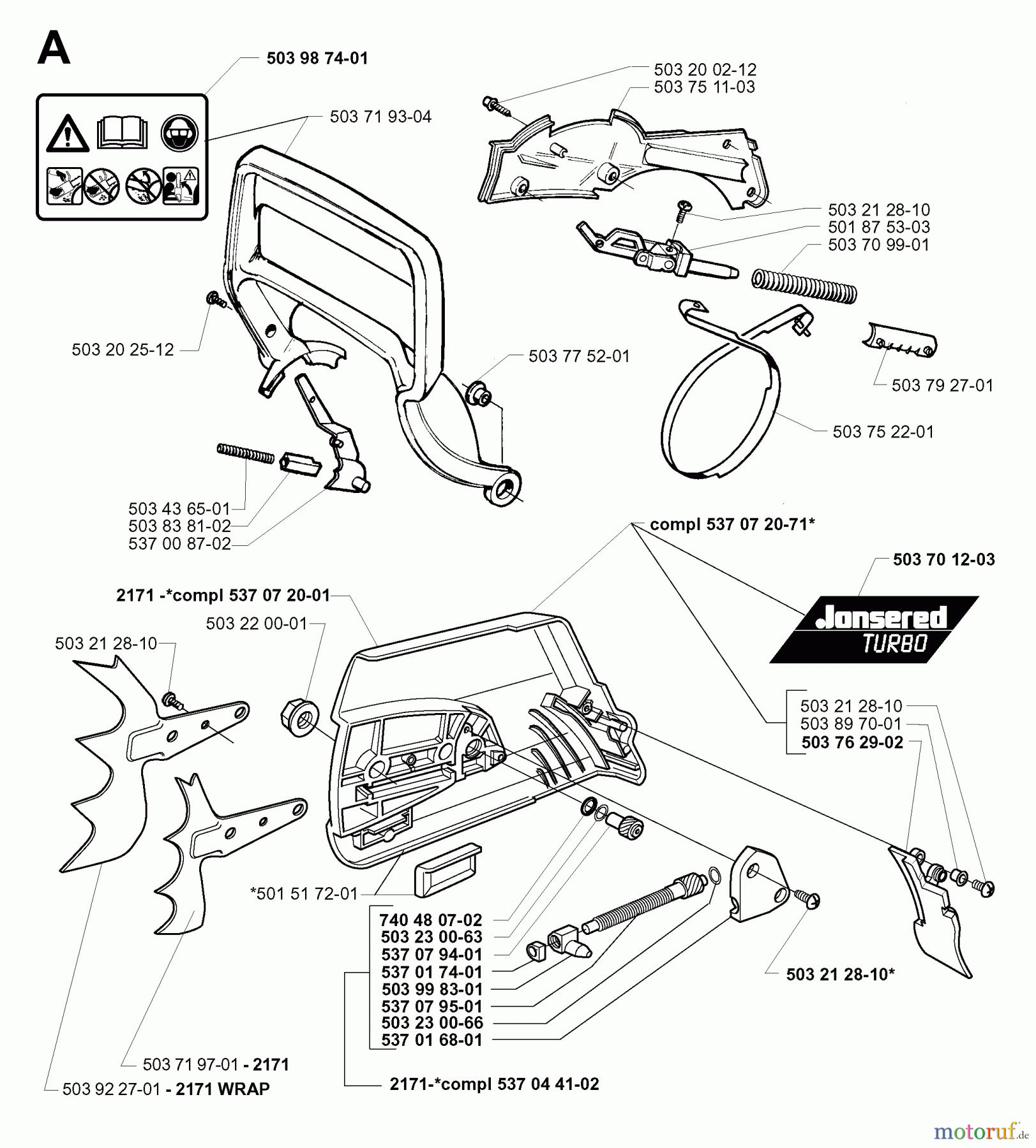  Jonsered Motorsägen 2171 EPA - Jonsered Chainsaw (2000-04) CHAIN BRAKE CLUTCH COVER
