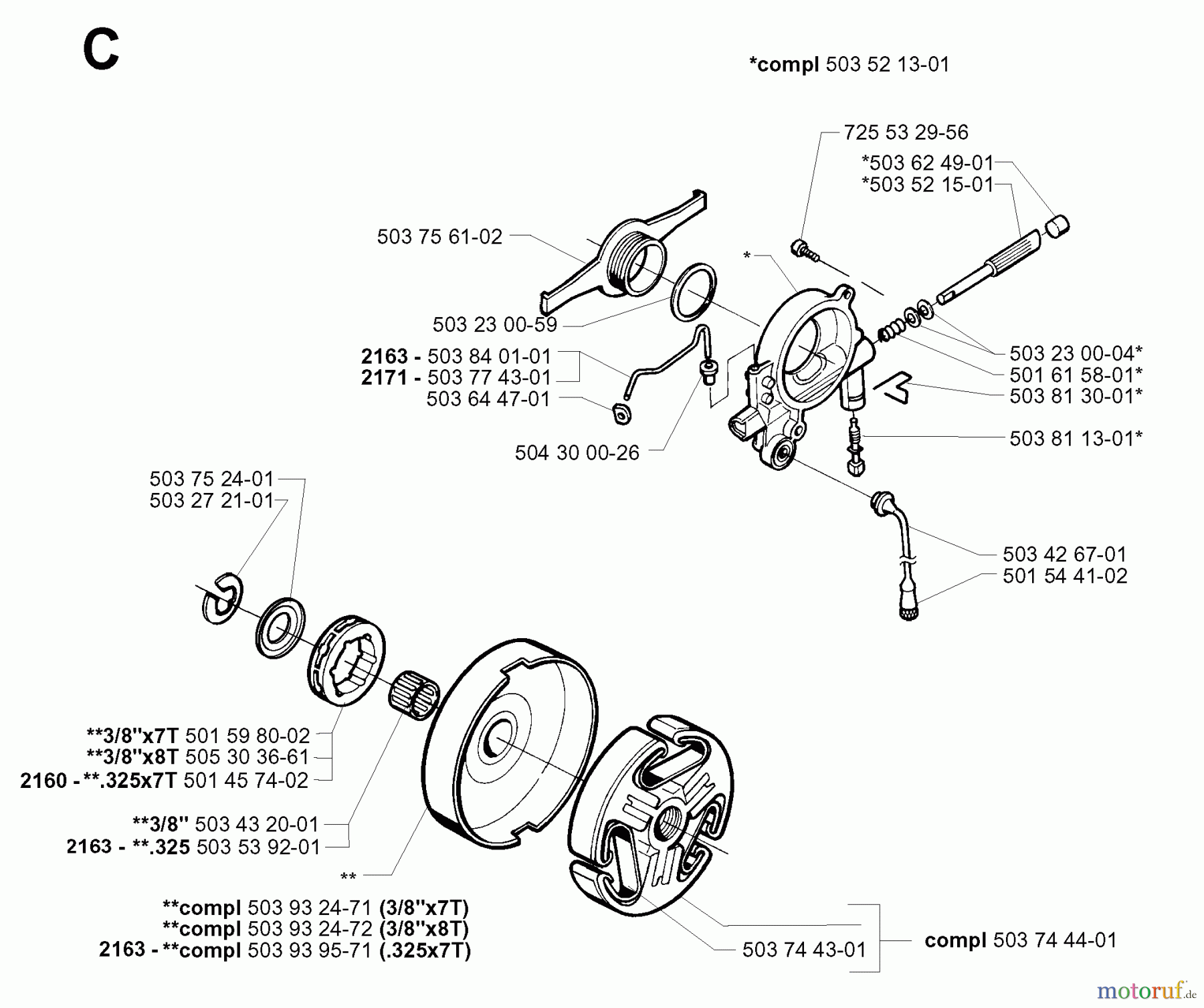  Jonsered Motorsägen 2163 EPA - Jonsered Chainsaw (2000-04) CLUTCH OIL PUMP