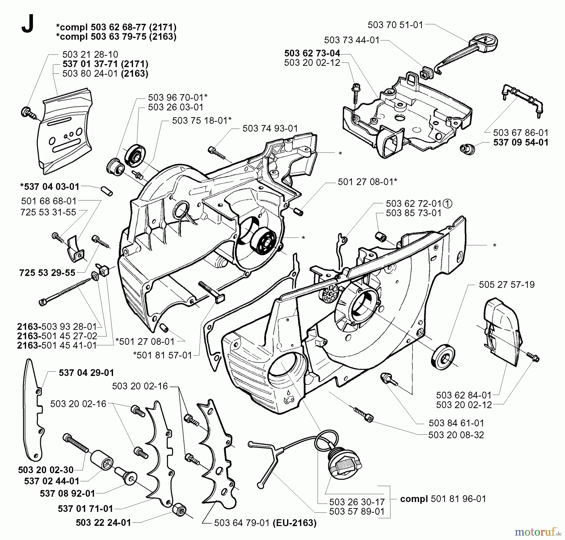 Jonsered Motorsägen 2171 EPA - Jonsered Chainsaw (2000-04) CRANKCASE