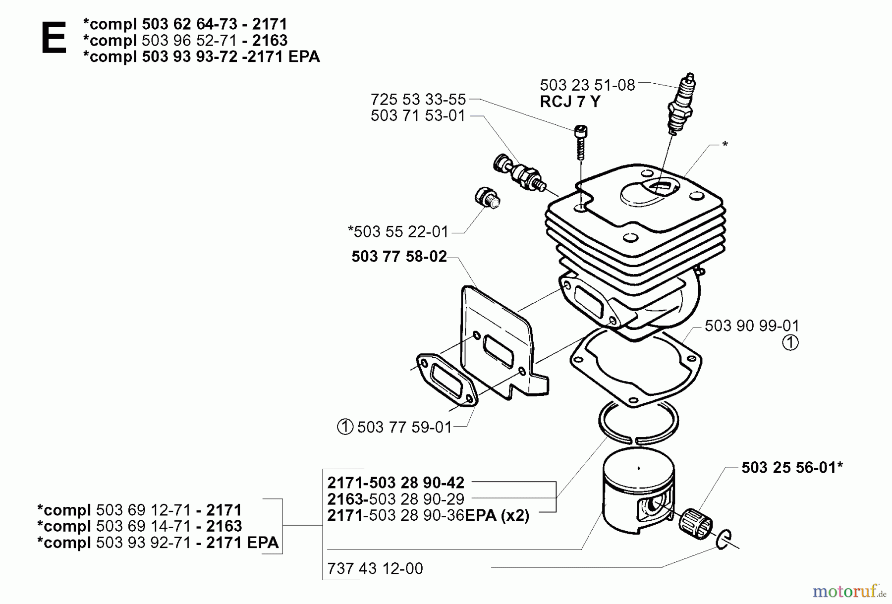  Jonsered Motorsägen 2163 - Jonsered Chainsaw (2000-04) CYLINDER PISTON