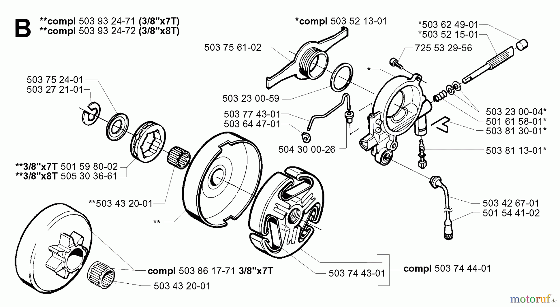 Jonsered Motorsägen 2165 EPA - Jonsered Chainsaw (2002-01) CLUTCH OIL PUMP
