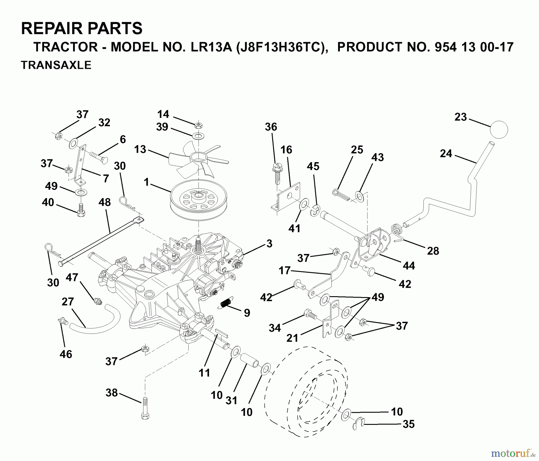  Jonsered Rasen  und Garten Traktoren LR13A (J8F13H36TC, 95413007) - Jonsered Lawn & Garden Tractor (2000-02) TRANSMISSION