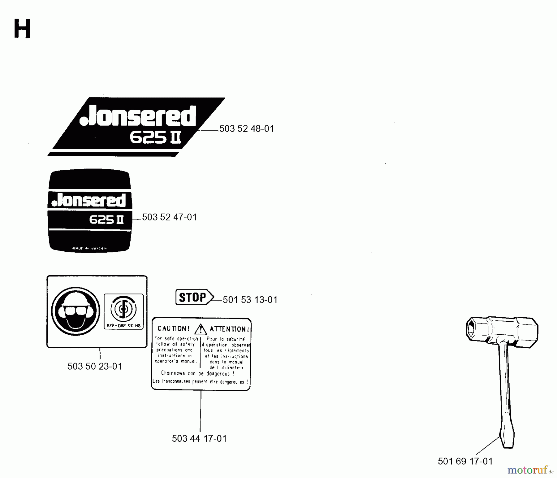 Jonsered Motorsägen 625 - Jonsered Chainsaw (1994-05) ACCESSORIES #2