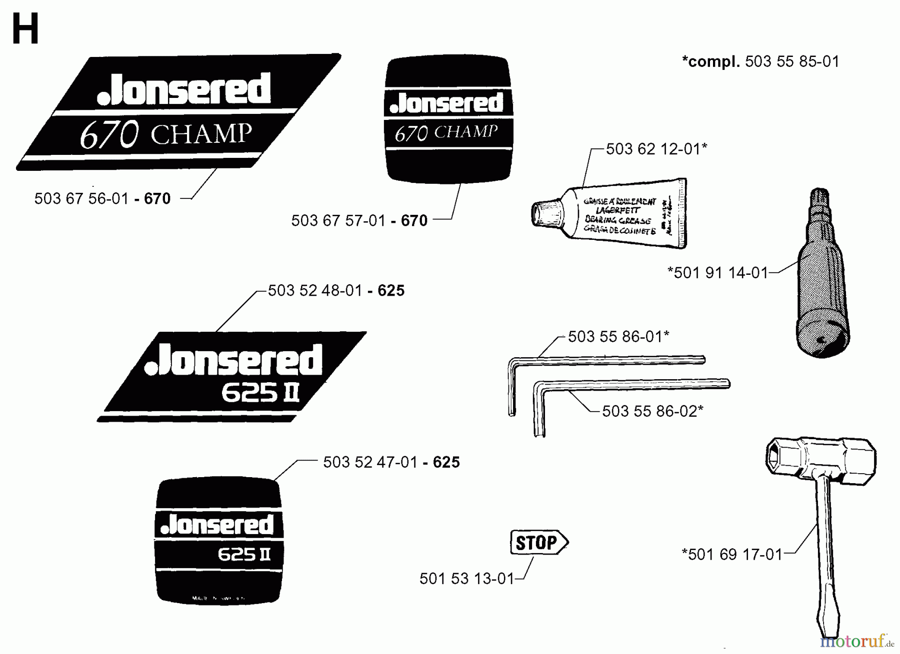 Jonsered Motorsägen 625 - Jonsered Chainsaw (1999-02) ACCESSORIES #1