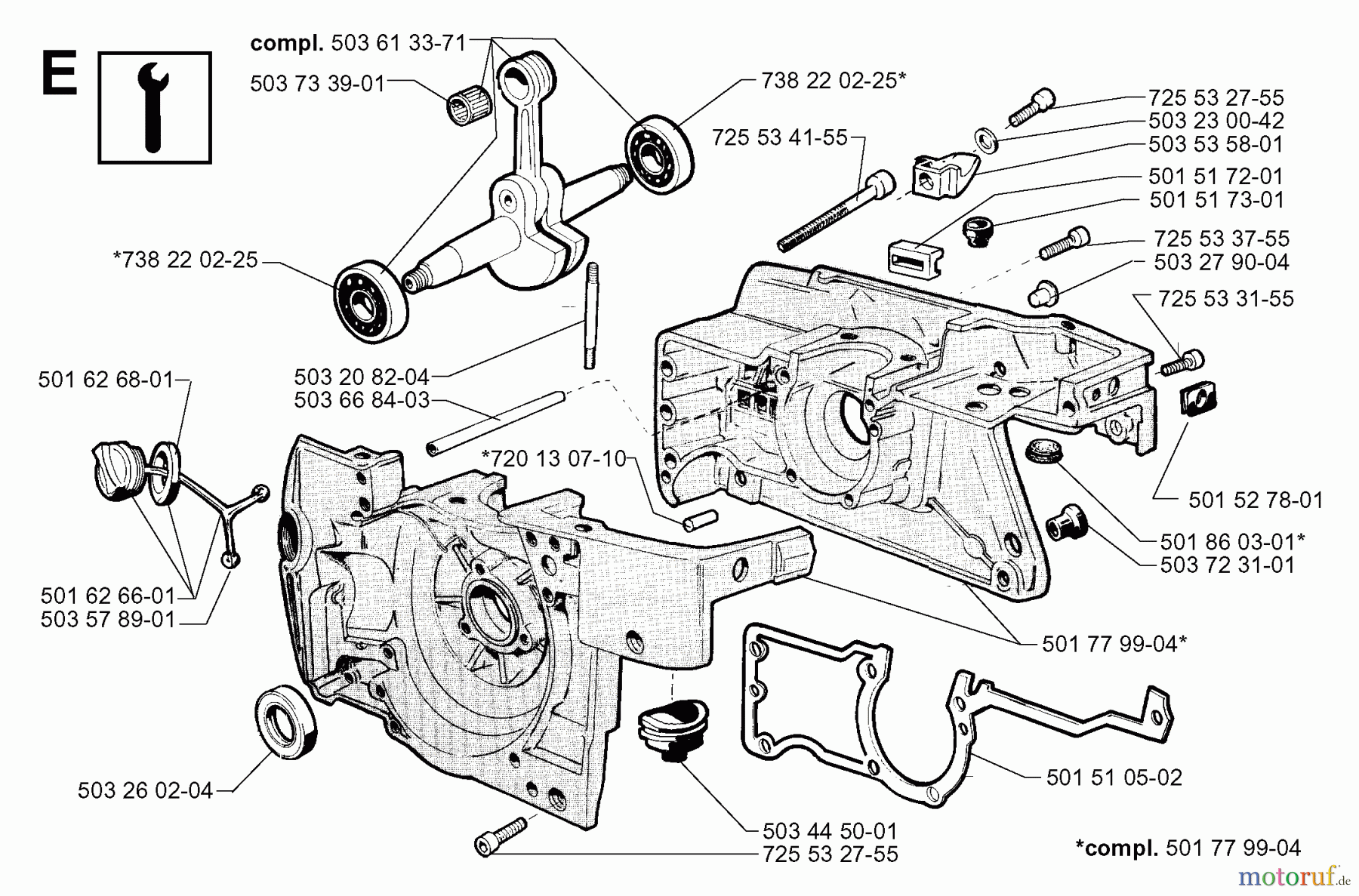 Jonsered Motorsägen 625 - Jonsered Chainsaw (1999-02) CRANKCASE