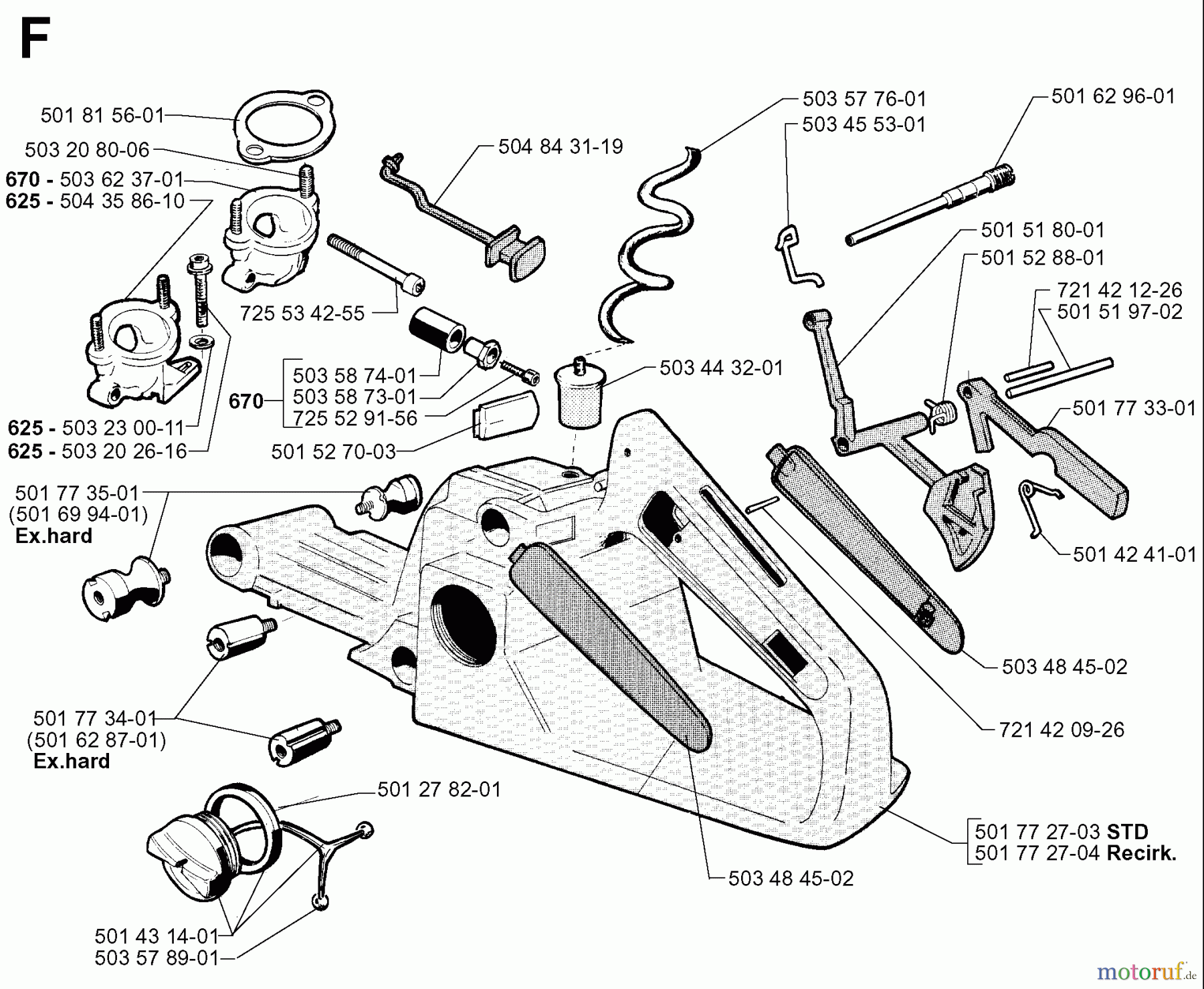 Jonsered Motorsägen 670 CHAMP - Jonsered Chainsaw (1999-02) FUEL TANK