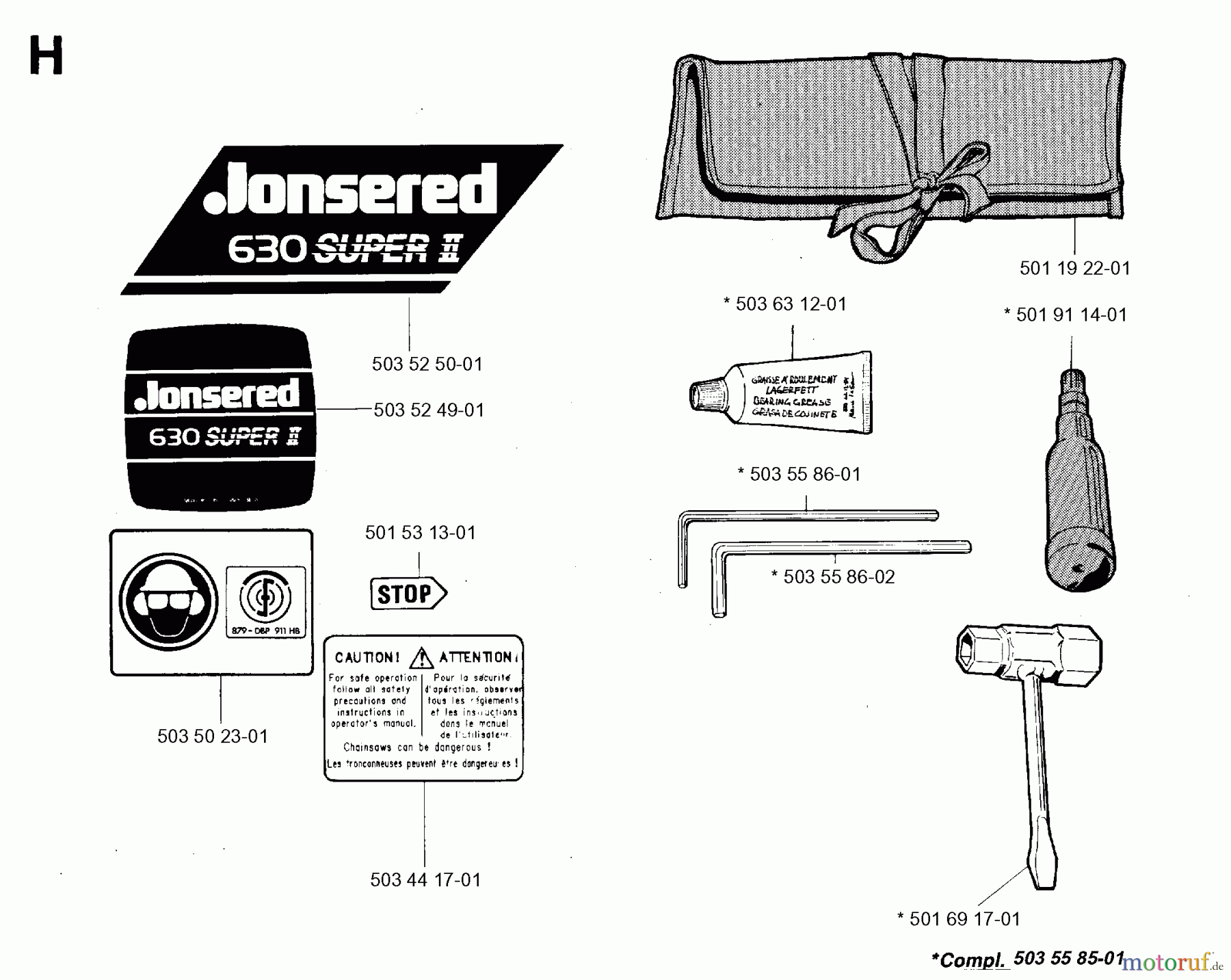 Jonsered Motorsägen 630 SUPER II - Jonsered Chainsaw (1993-06) ACCESSORIES #1