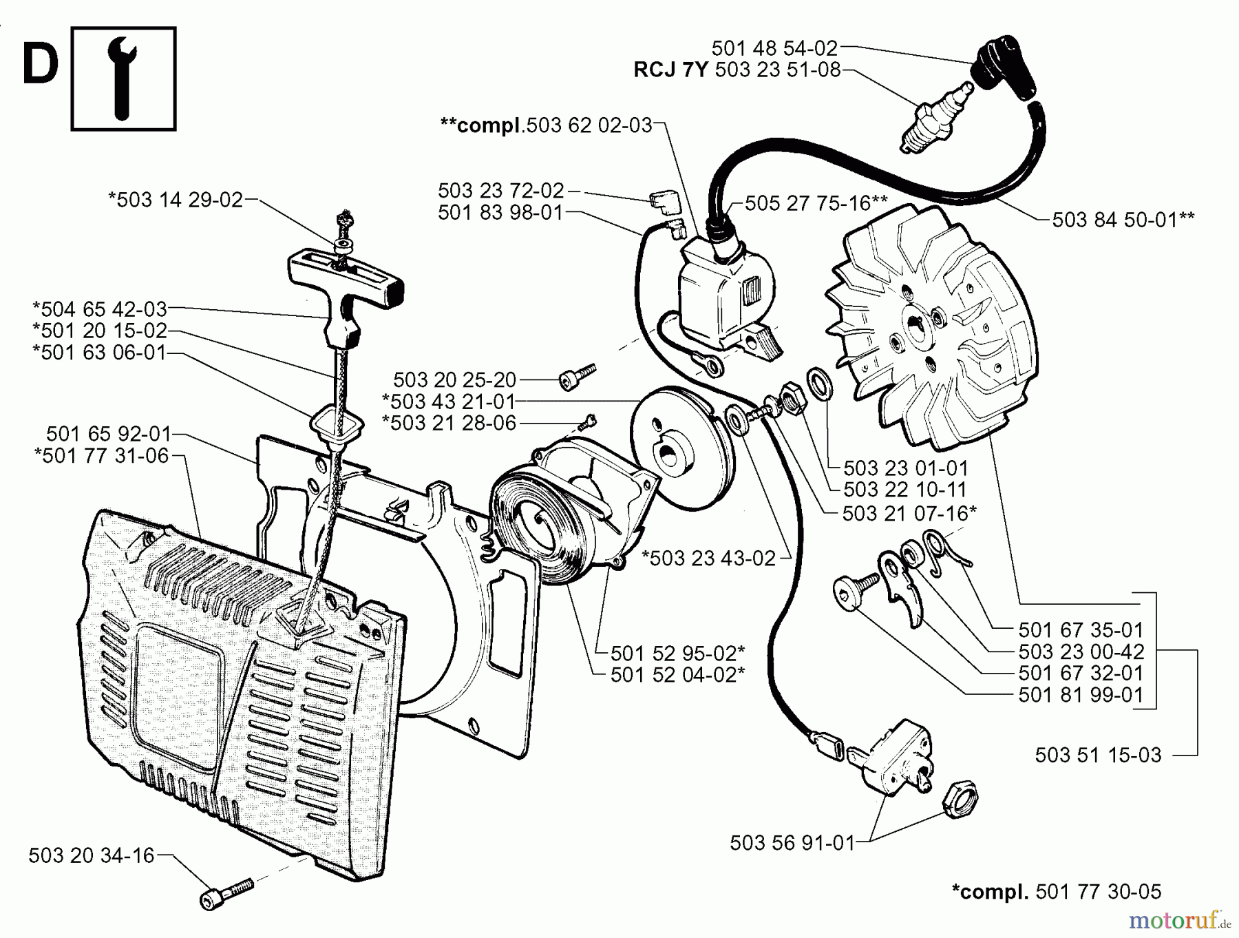  Jonsered Motorsägen 630 SUPER II - Jonsered Chainsaw (1999-02) STARTER