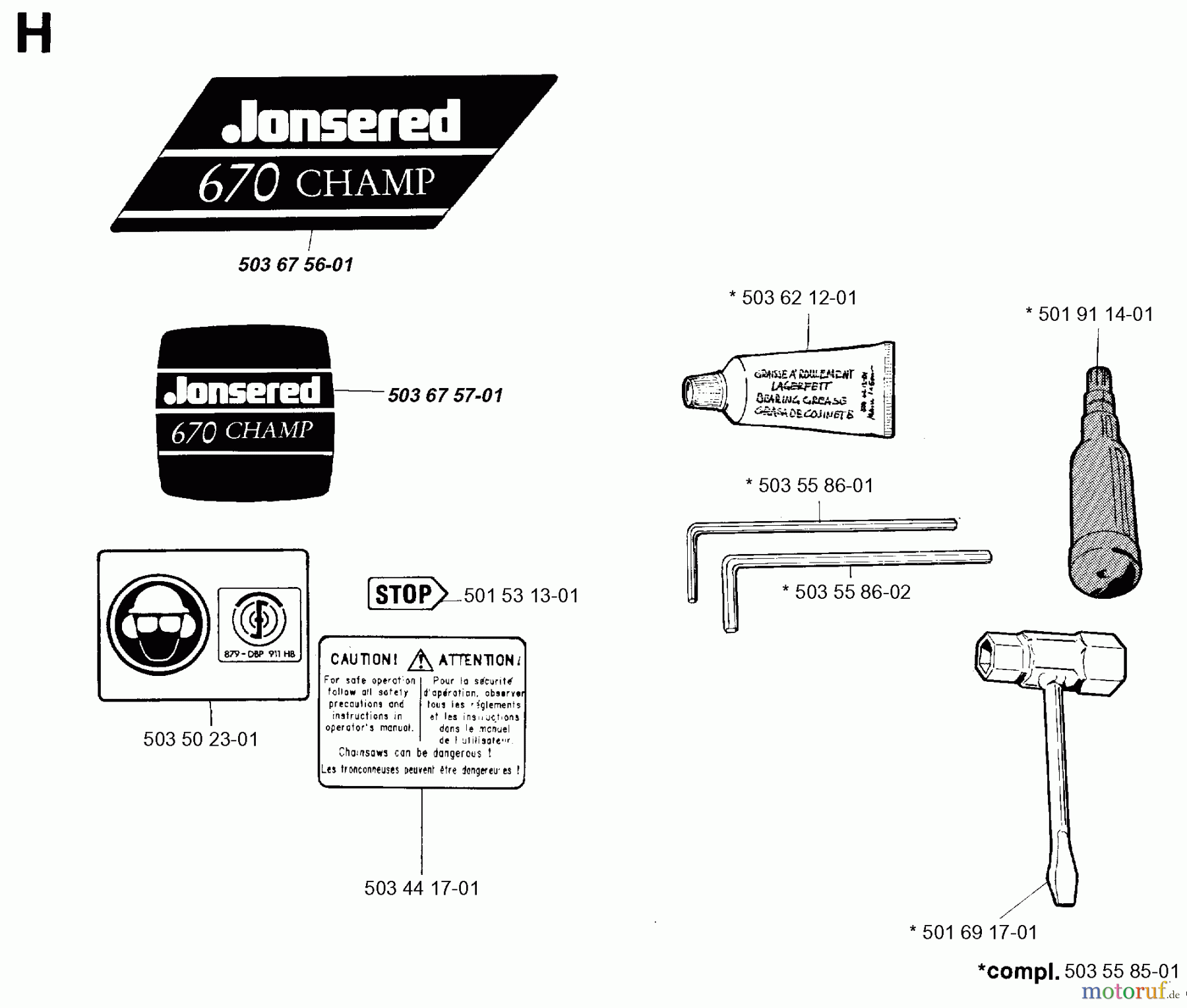 Jonsered Motorsägen 670 CHAMP - Jonsered Chainsaw (1994-08) ACCESSORIES #2