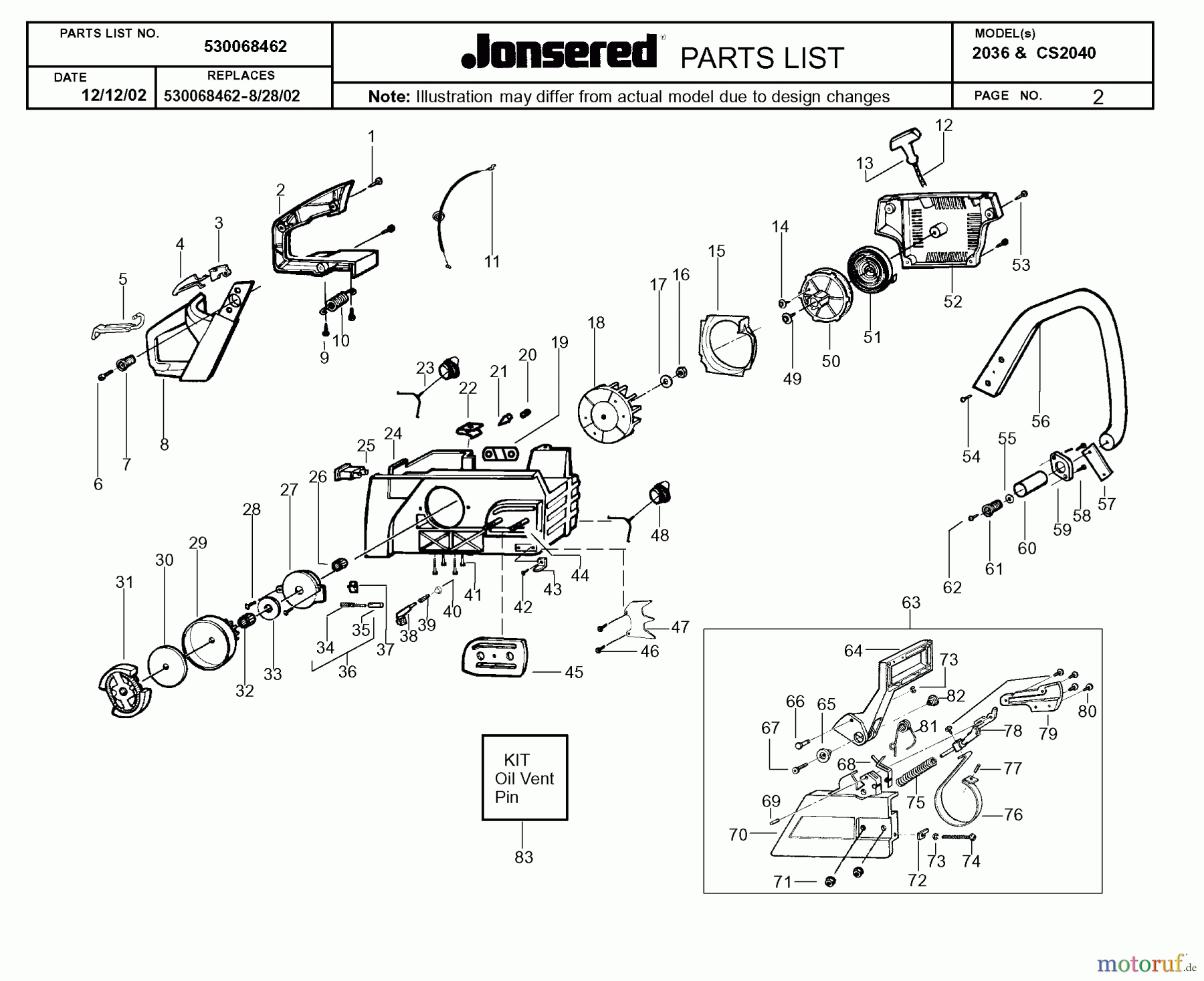 Jonsered Motorsägen CS2040 - Jonsered Chainsaw (2003-01) CRANKCASE