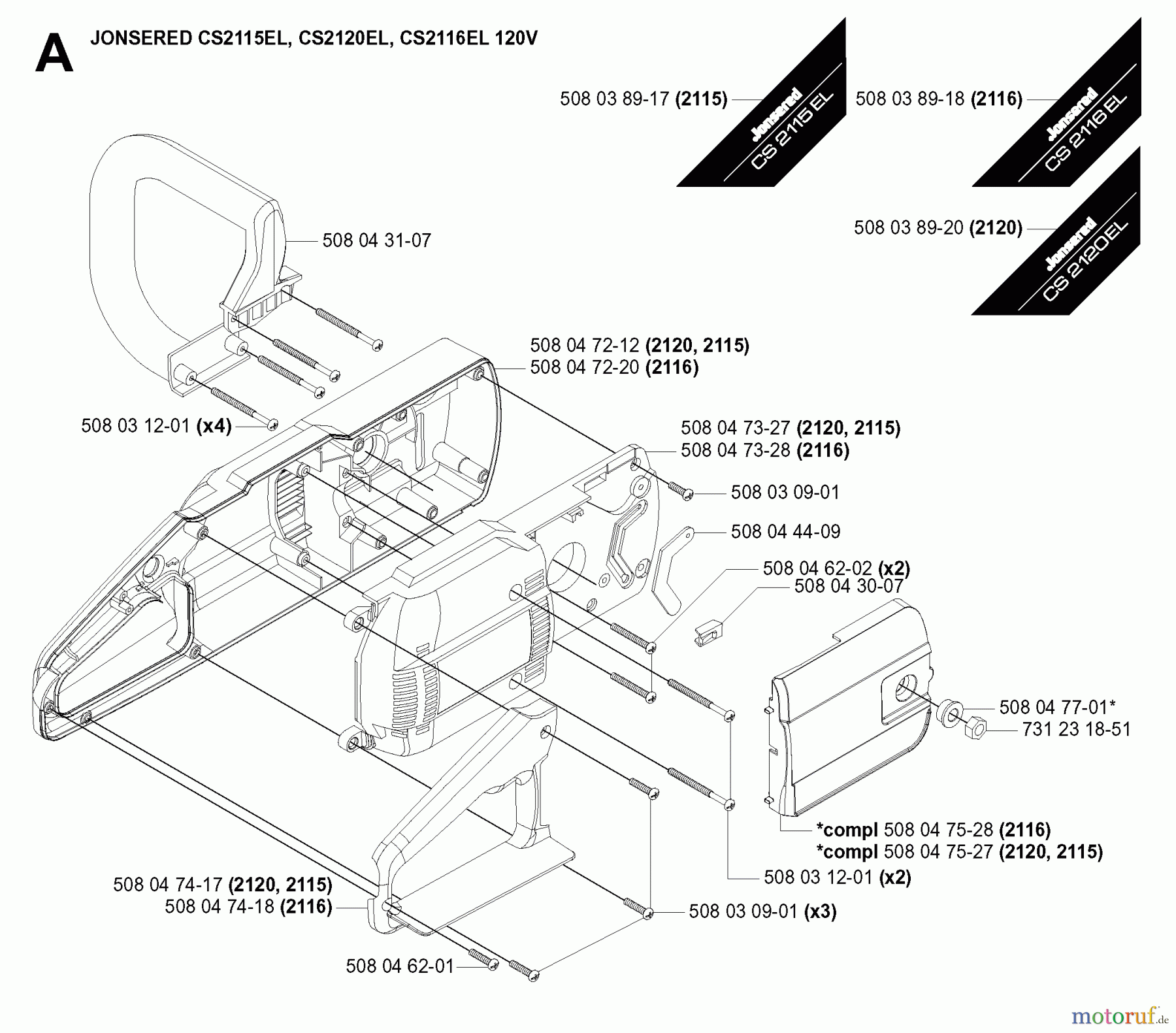 Jonsered Motorsägen CS2116EL - Jonsered Chainsaw (2003-08) CHASSIS / FRAME